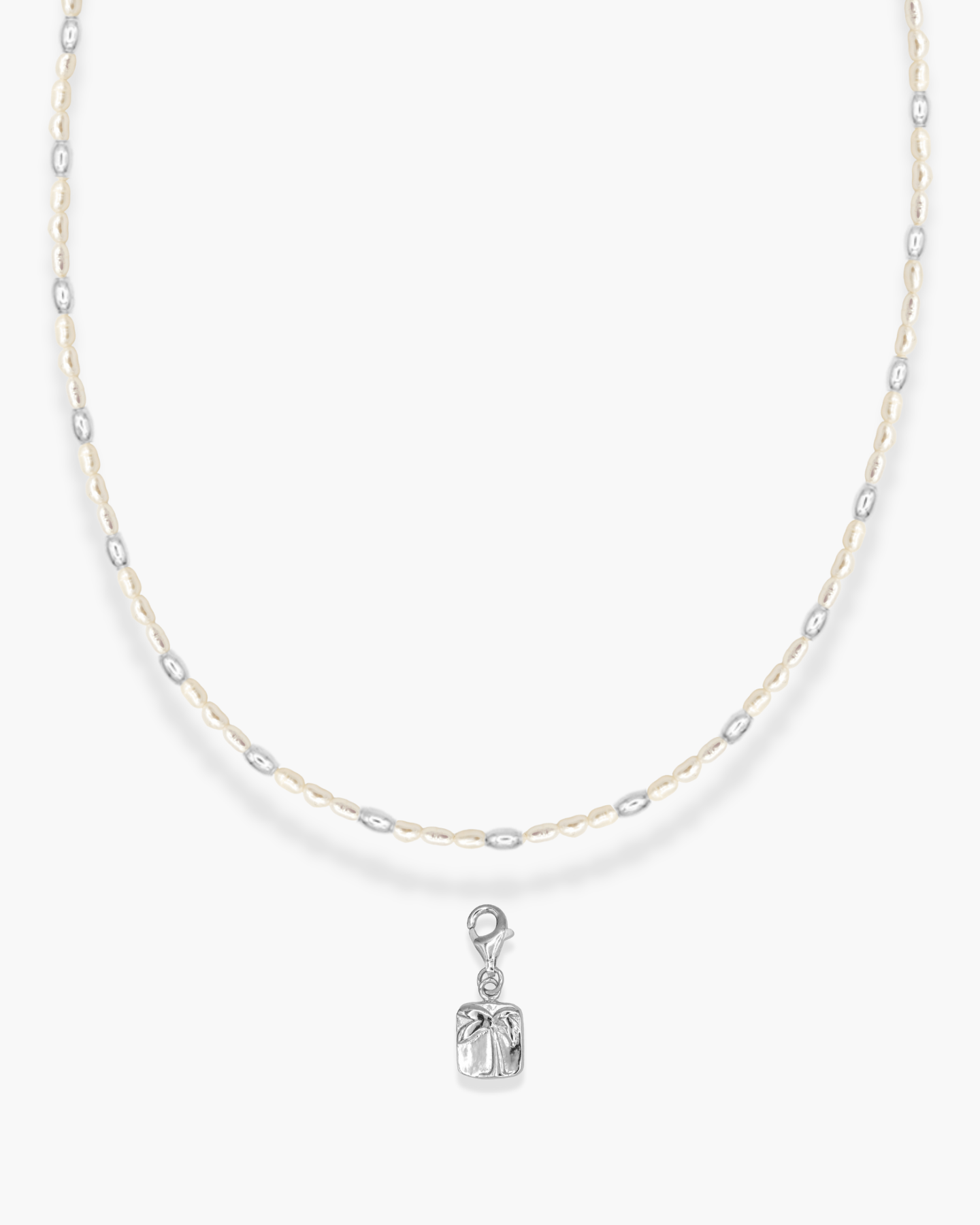 Palm Tree Necklace Charm Silver
