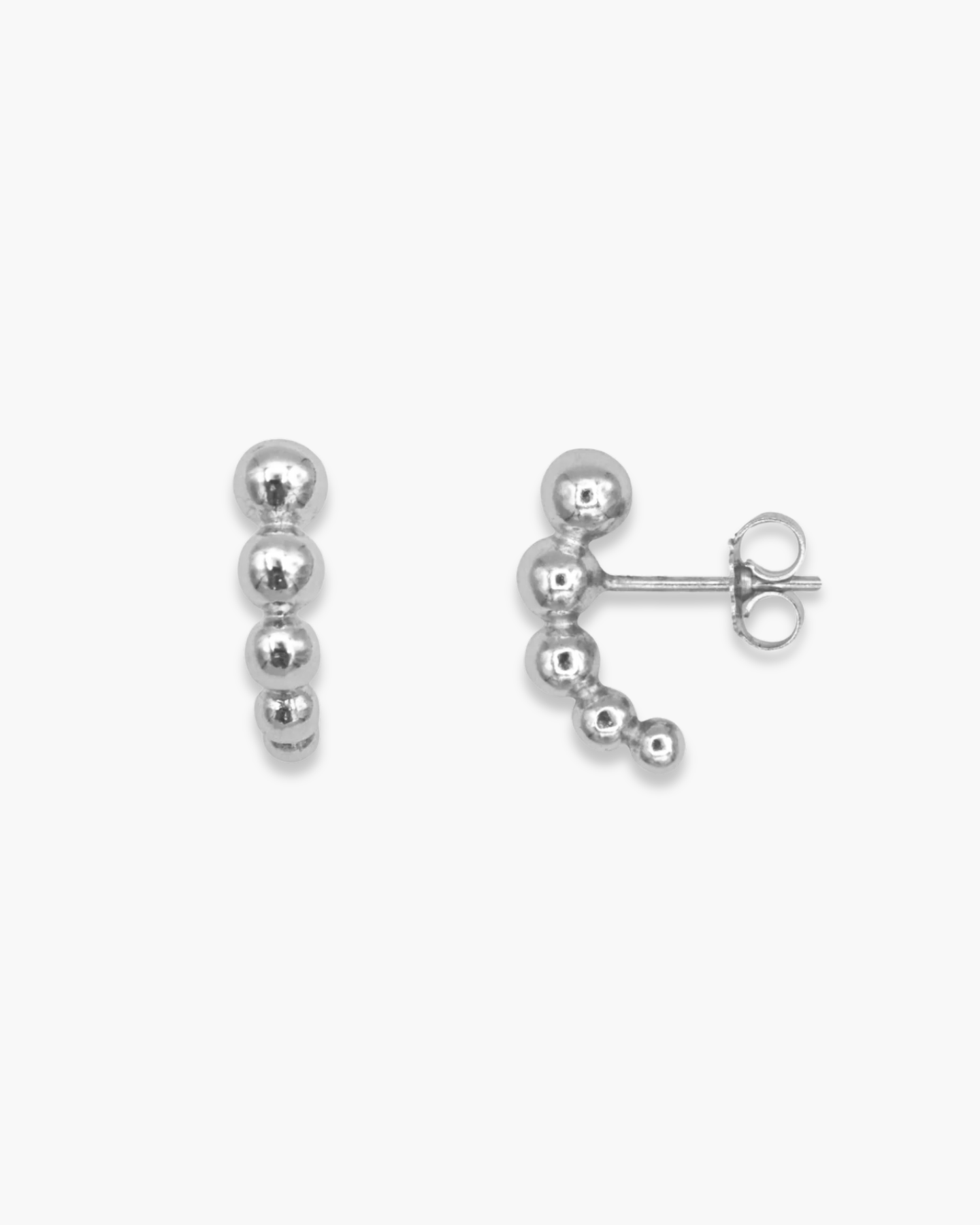 Single Brilliant Beads Ear Stud Silver