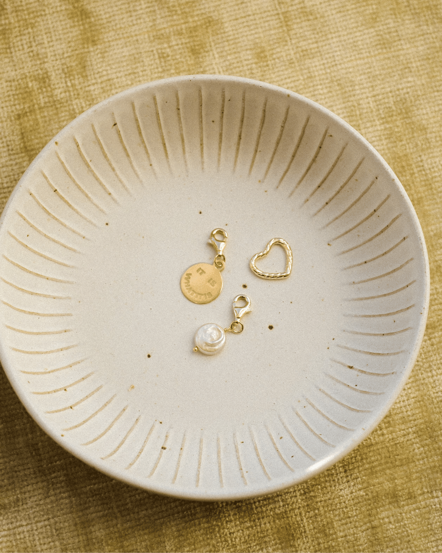 Pancake Pearl Necklace Charm Gold