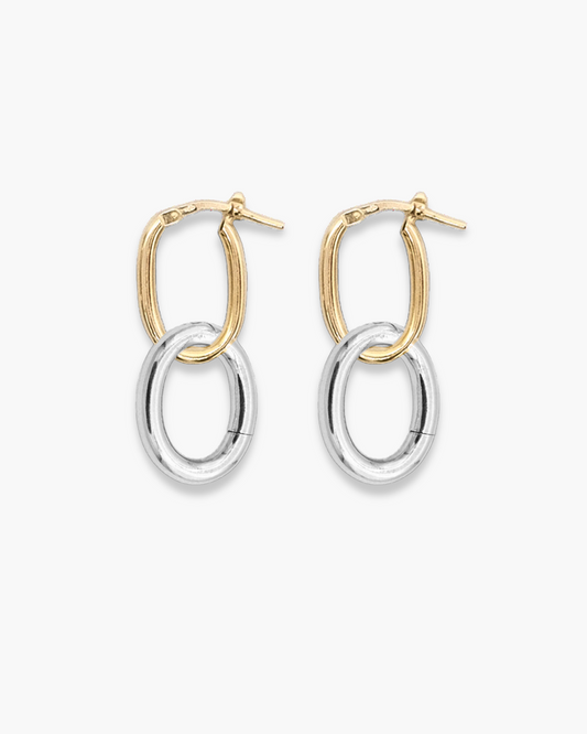 Bi-Color Infinite Oval Hoop Set Gold