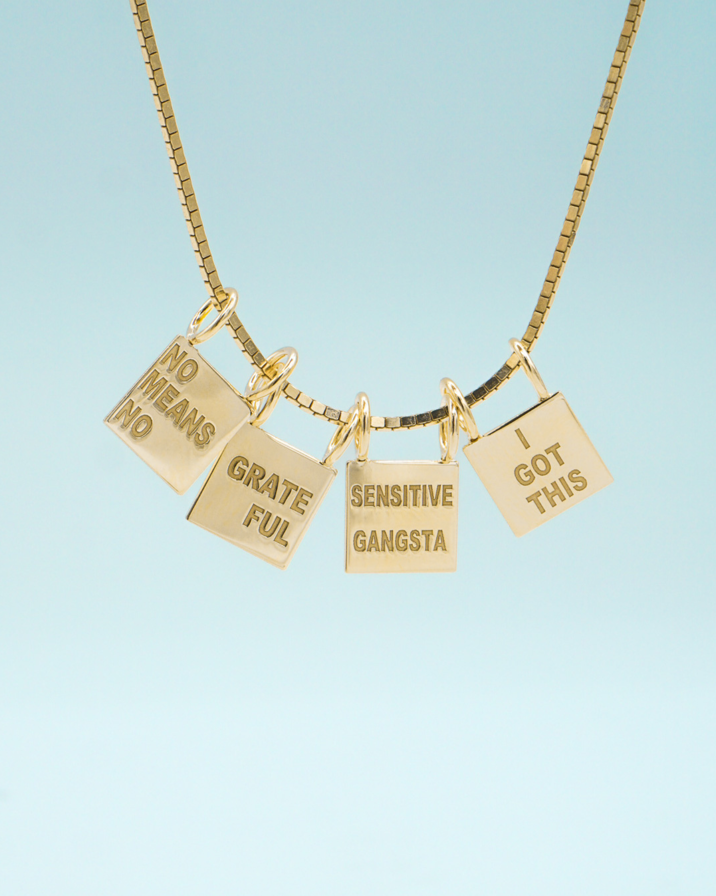 No Means No Necklace Charm Silver