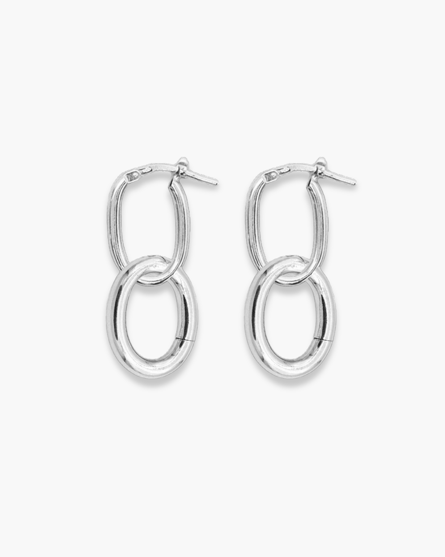 Infinite Oval Clasp Hoops Pair Silver