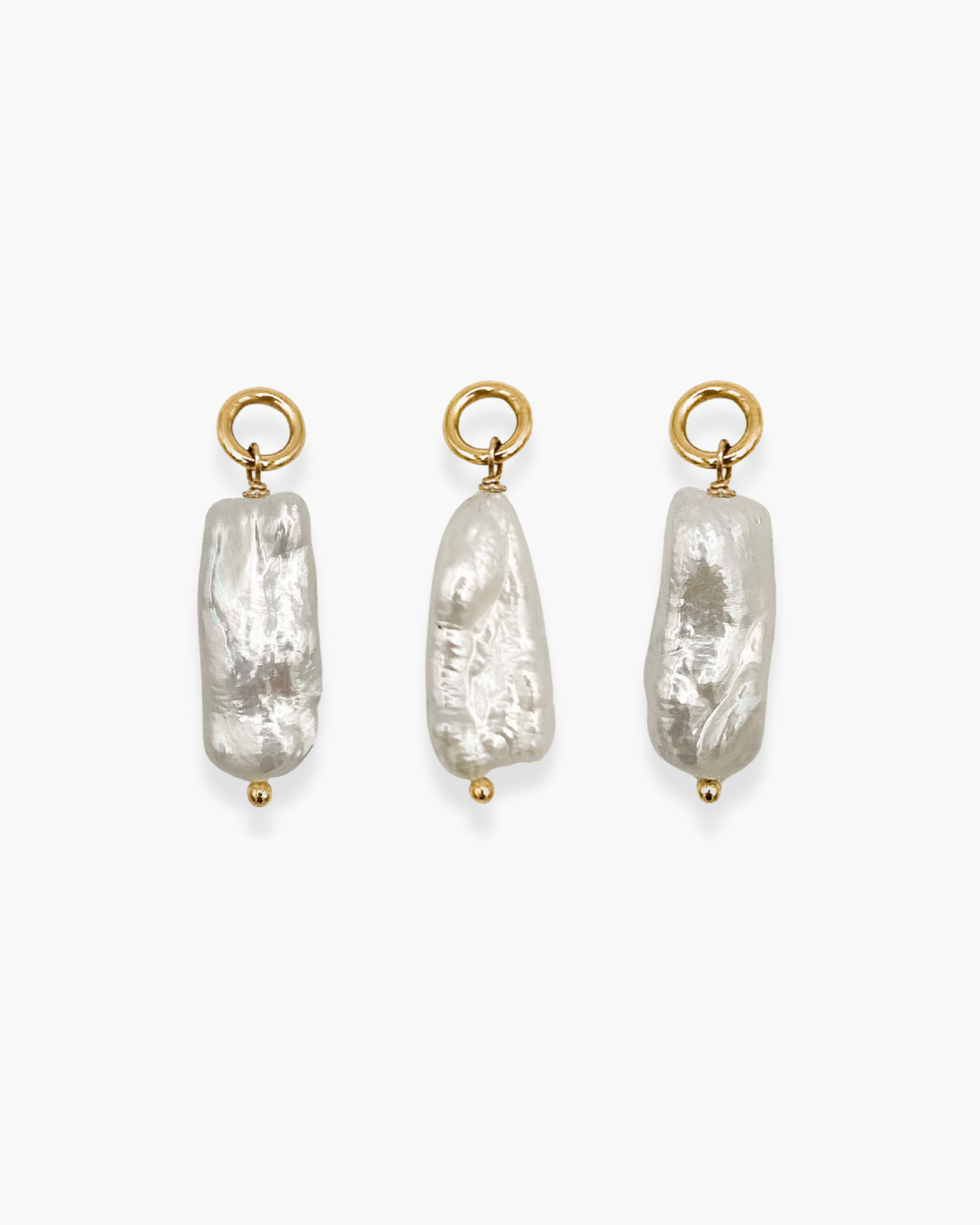 Oval Long Pearl Earring Set Gold