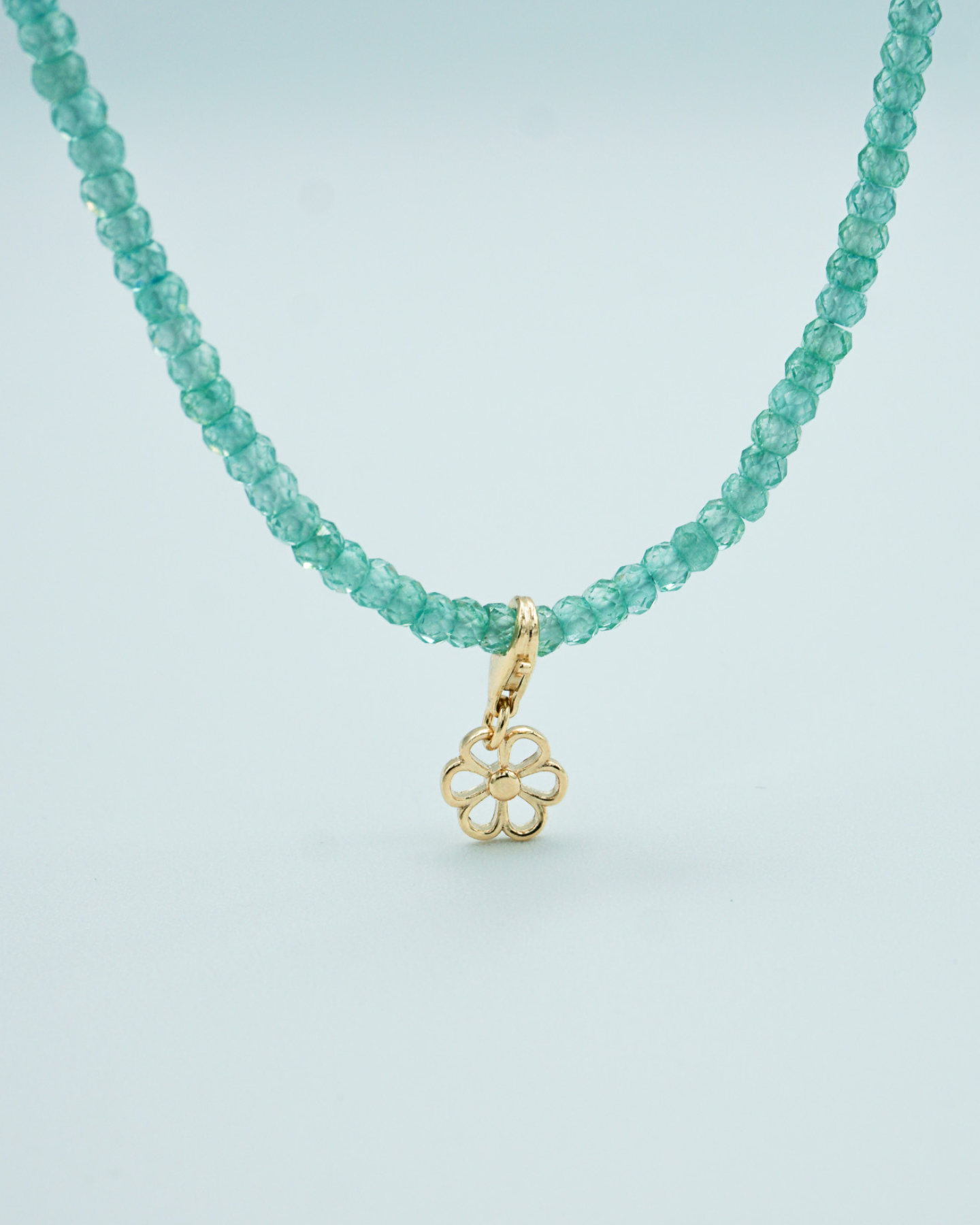 Mint Green Beaded Necklace Silver
