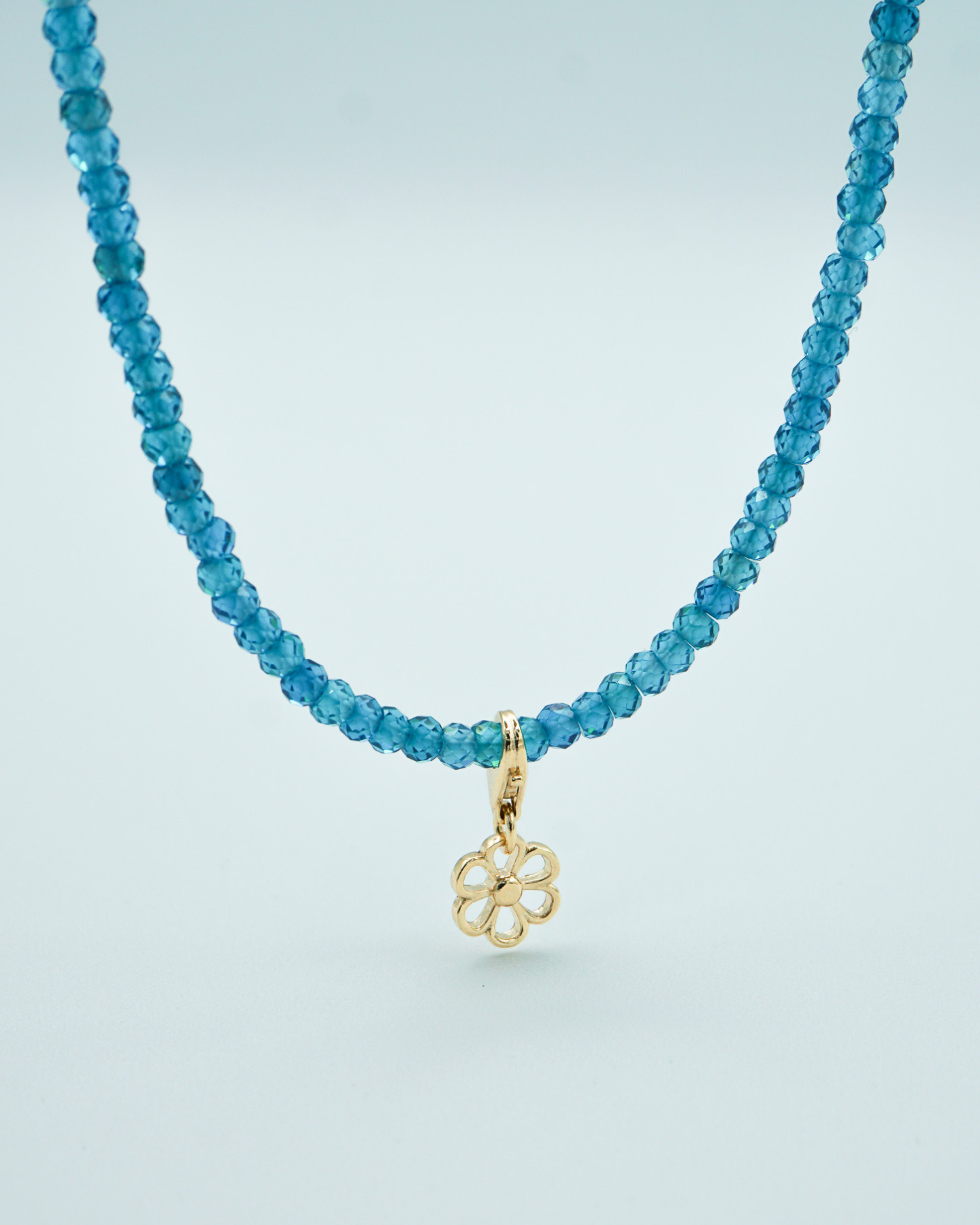 Ocean Blue Beaded Necklace Silver