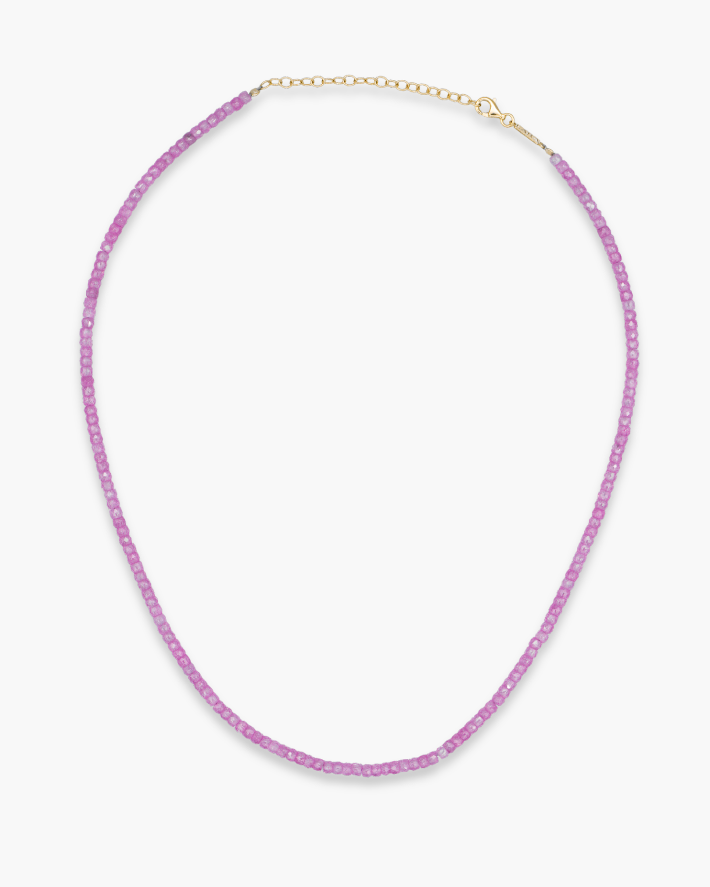 Purpley Pink Beaded Necklace Gold