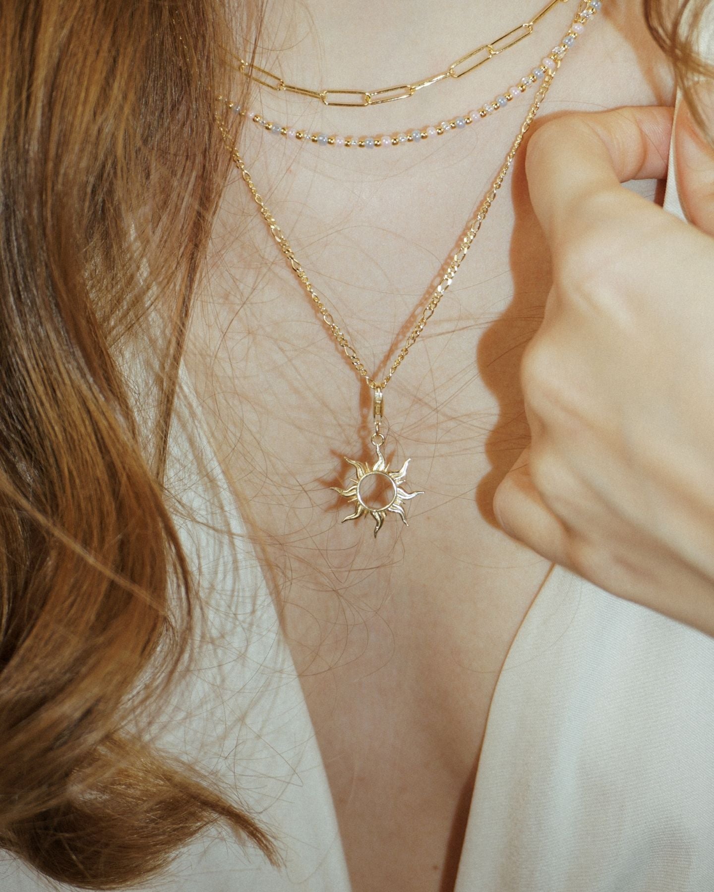 Sunday Sun Necklace Charm Gold