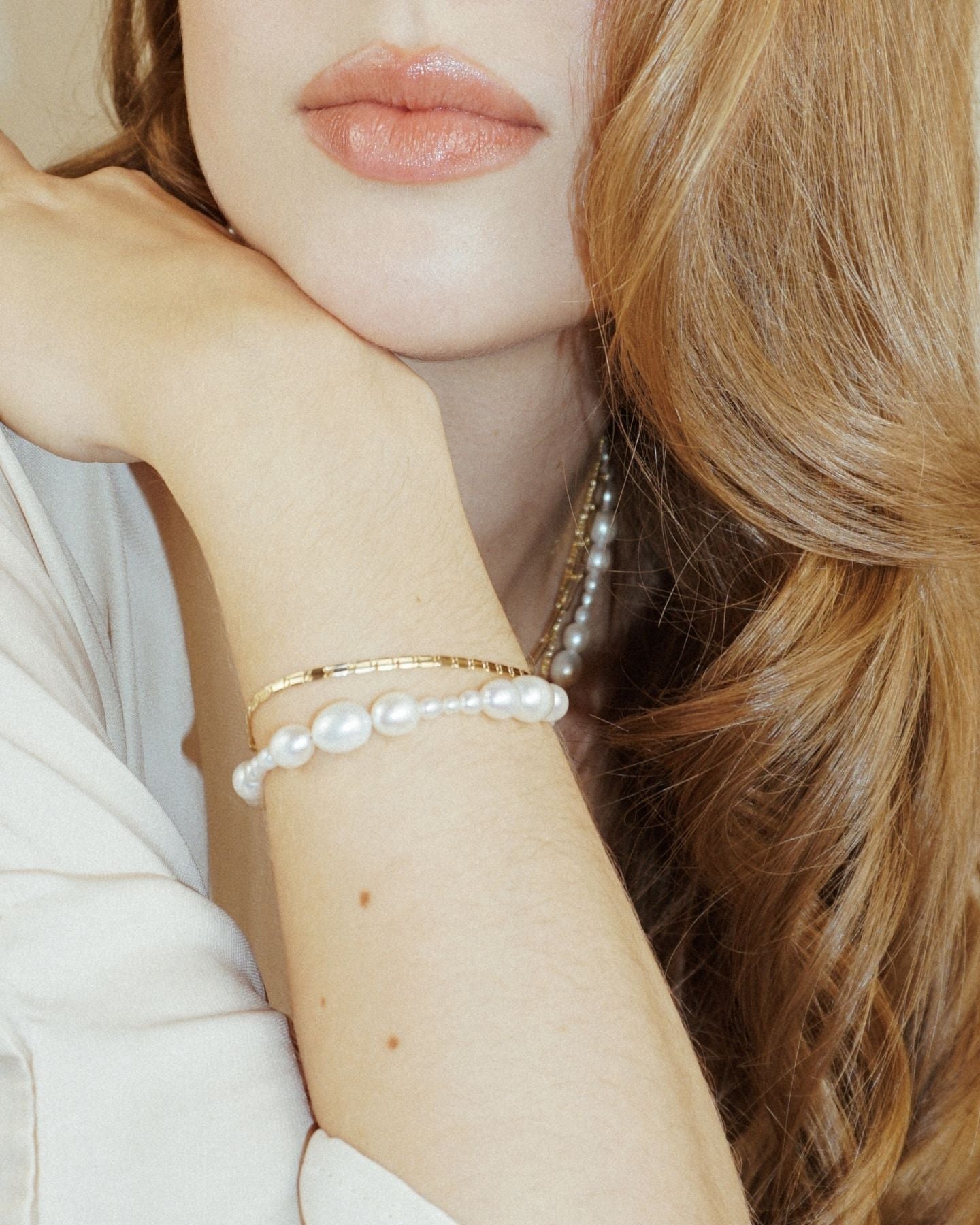 Thru Thick'n'Thin Pearl Bracelet Gold