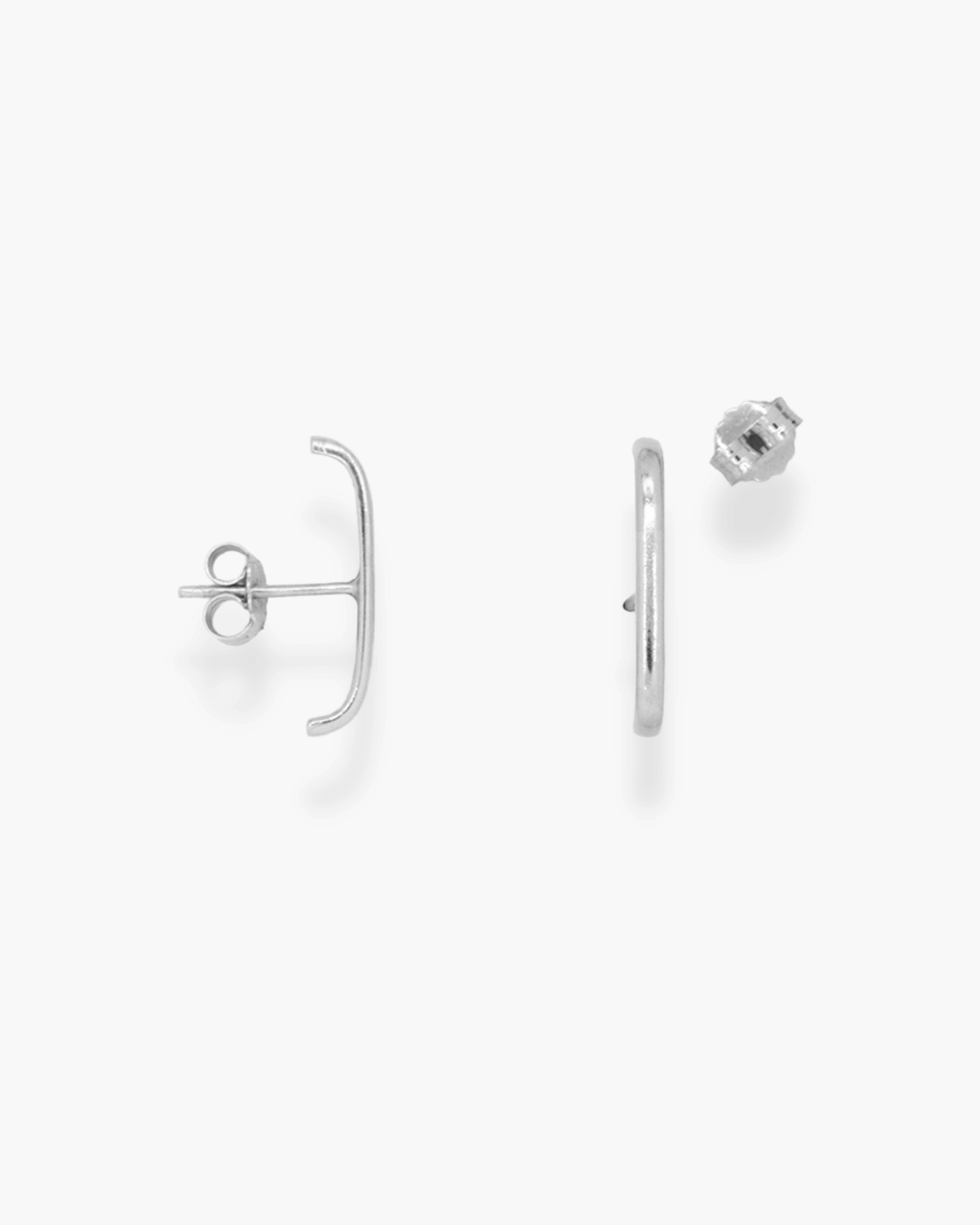 Single Hug Me Stud Earrings Silver