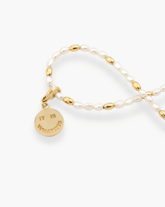 It Is What It Is Pearl Necklace Gold