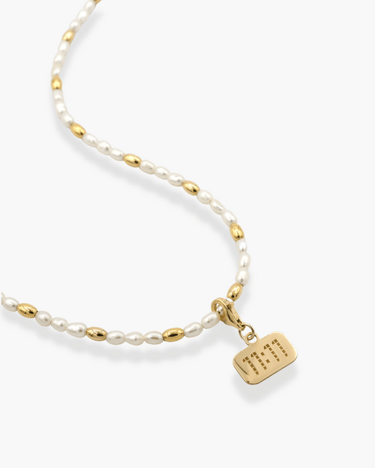 Make A Wish Pearl Necklace Gold