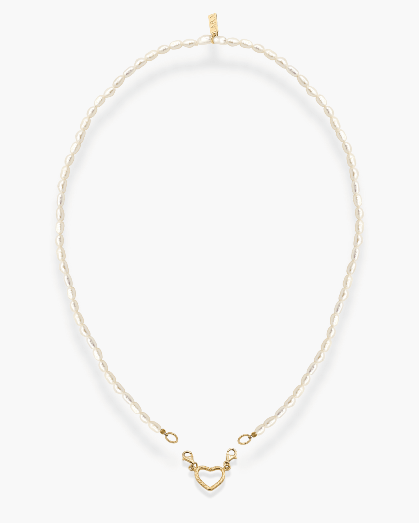 Twistin'n'Turnin' Heart Pearl Necklace Gold