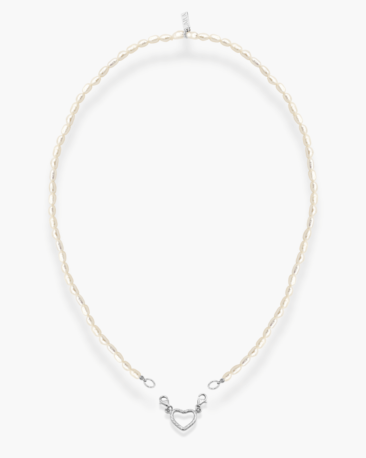 Twistin'n'Turnin' Heart Pearl Necklace Silver