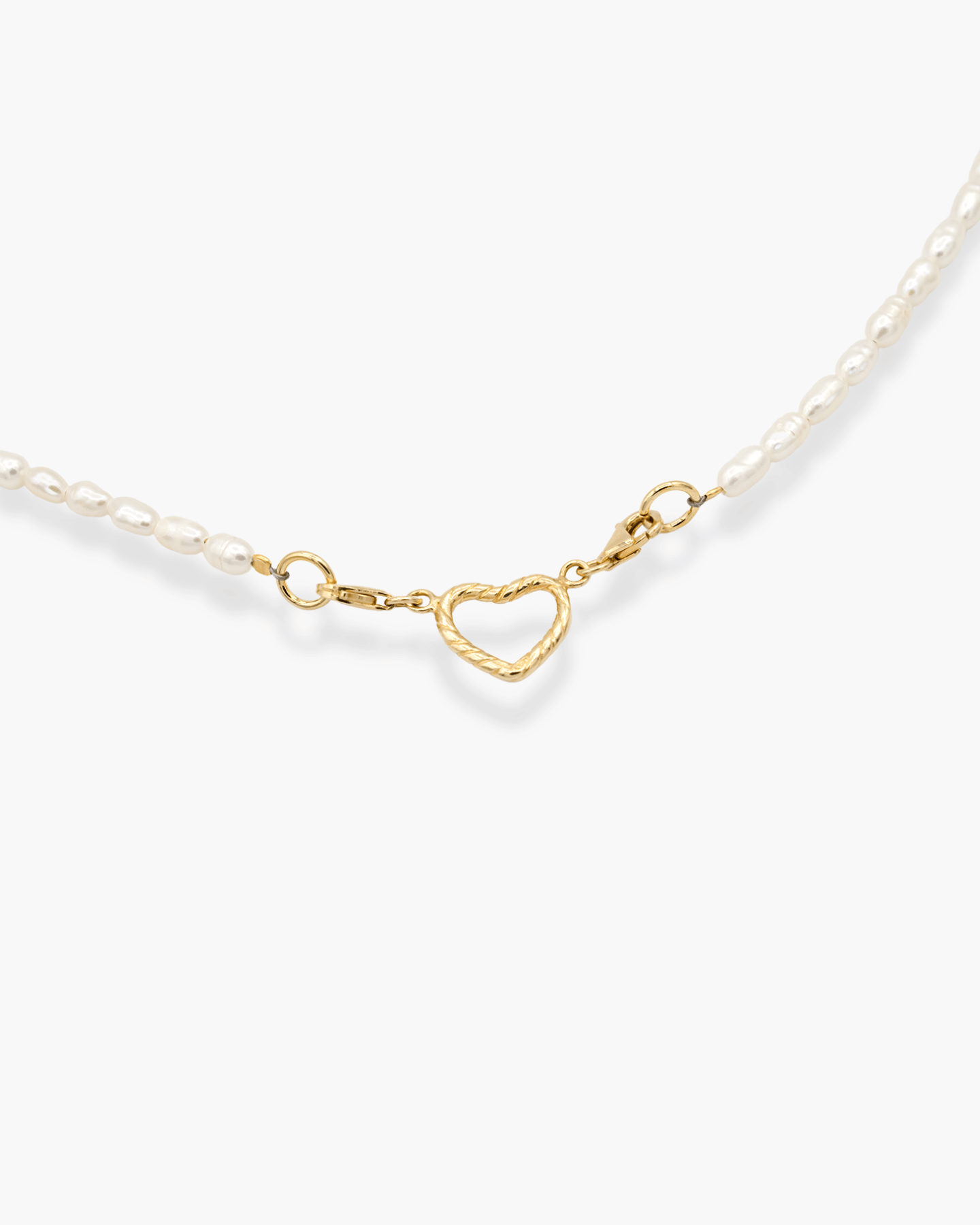Twistin'n'Turnin' Heart Pearl Necklace Gold
