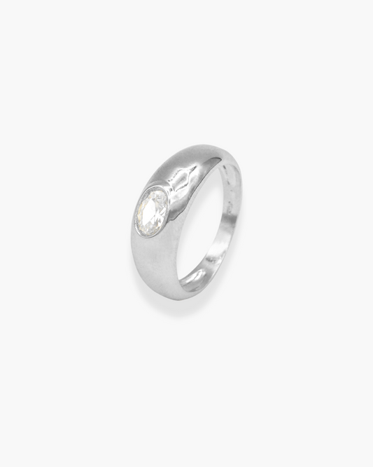 Oval Bling Ring Silver