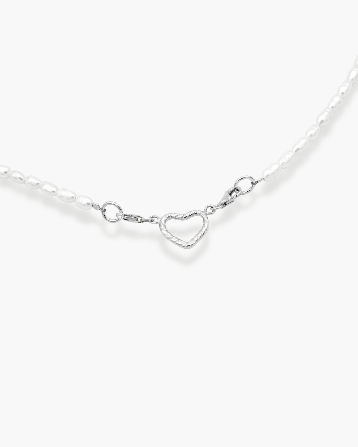 Open Front Pearl Necklace Silver