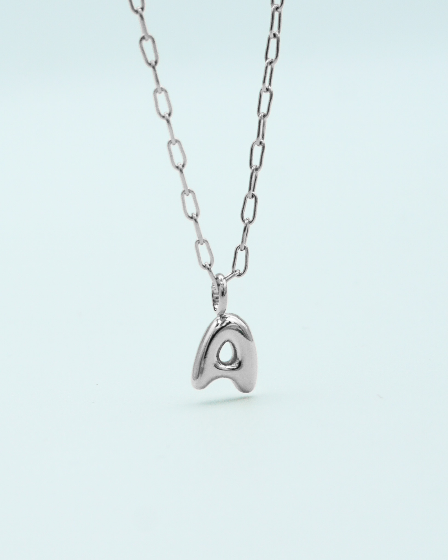 Tiny Puffed Up Letter Charm Silver