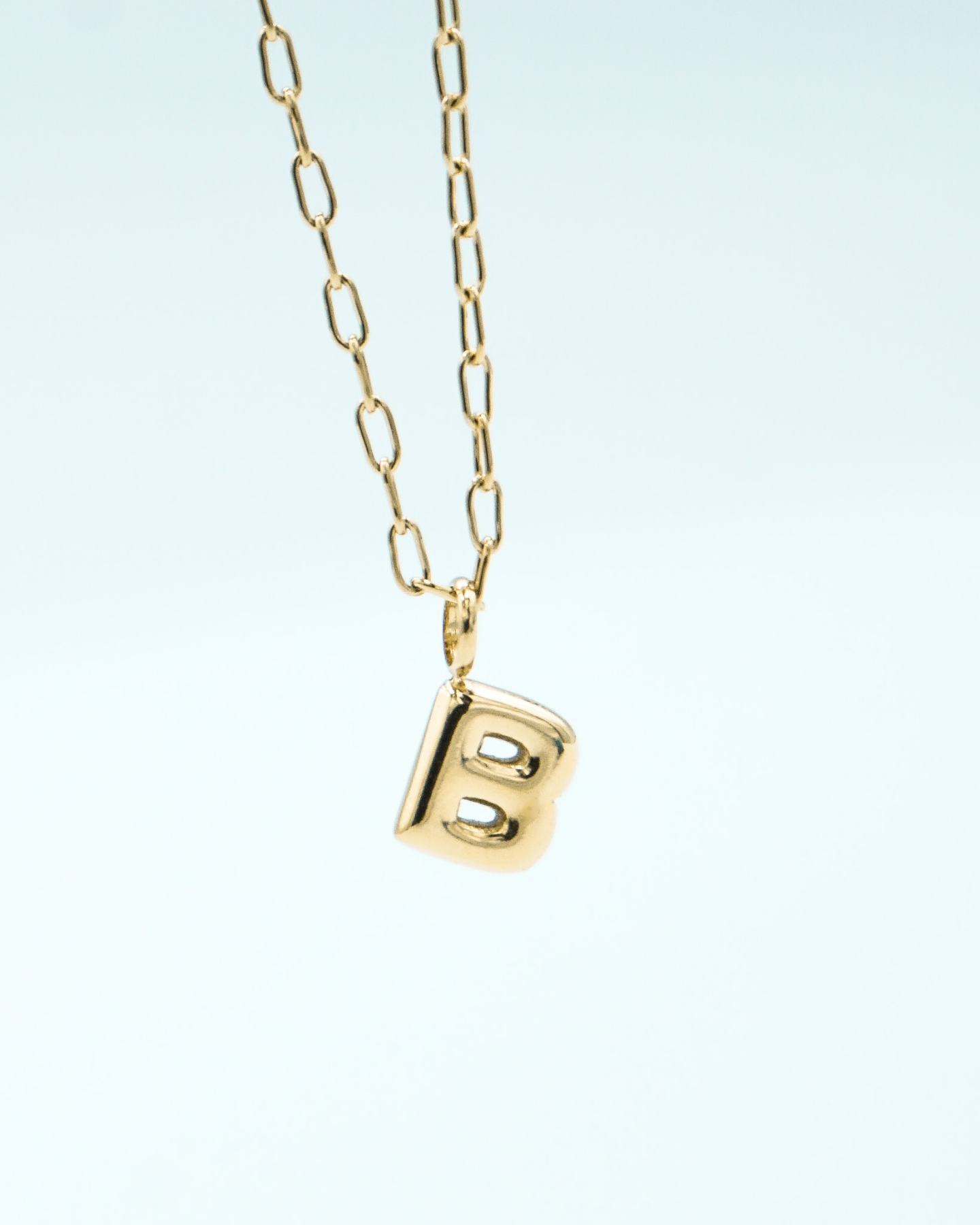 Tiny Puffed Up Letter Charm Gold