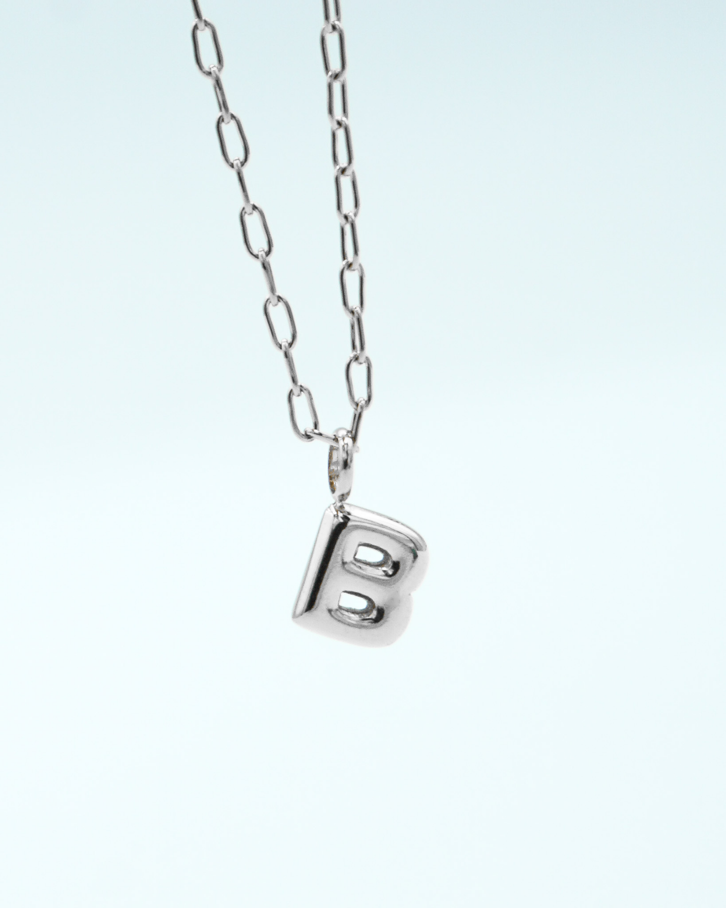 Tiny Puffed Up Letter Charm Silver
