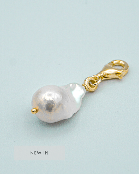 Baby Baroque Pearl Necklace Charm Gold