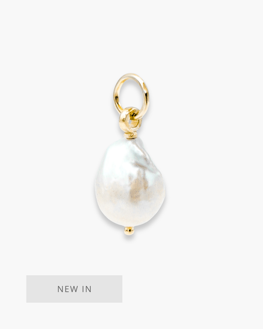 Baby Baroque Pearl Hoop Charm Gold