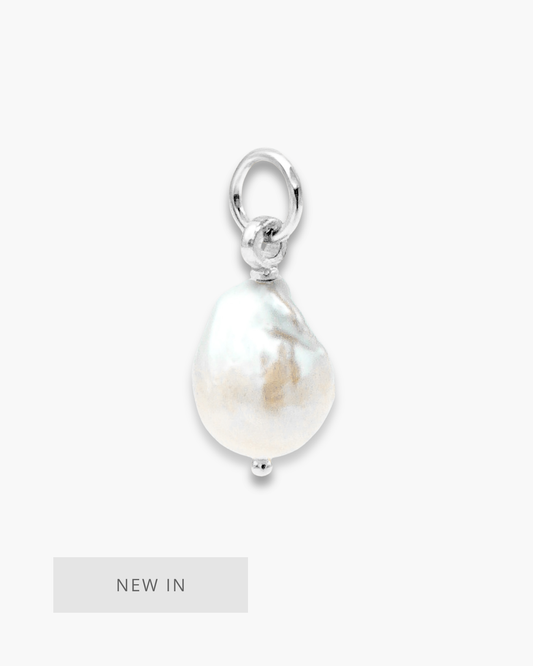 Baby Baroque Pearl Hoop Charm Silver