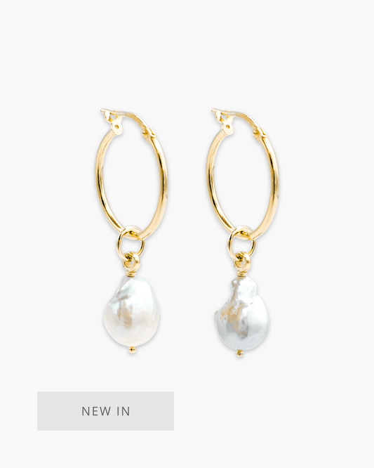 Baby Baroque Pearl Hoop Set Gold