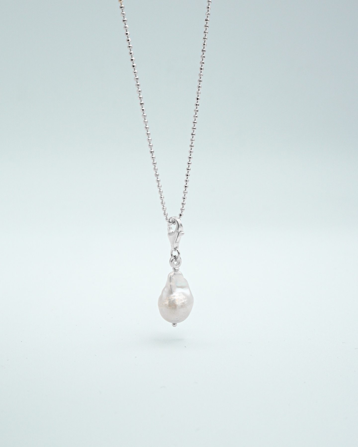 Baby Baroque Pearl Necklace Charm Silver