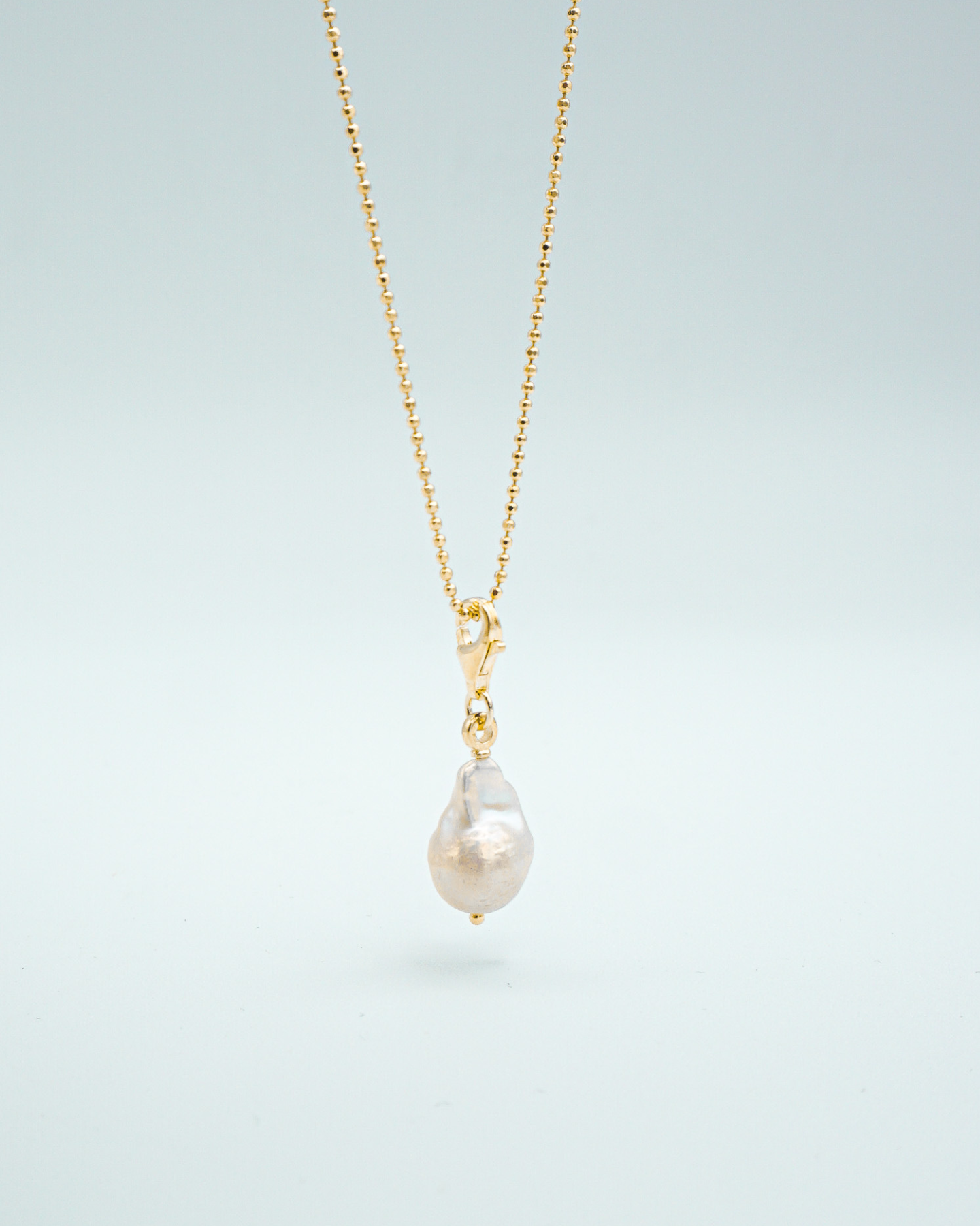 Baby Baroque Pearl Necklace Charm Gold
