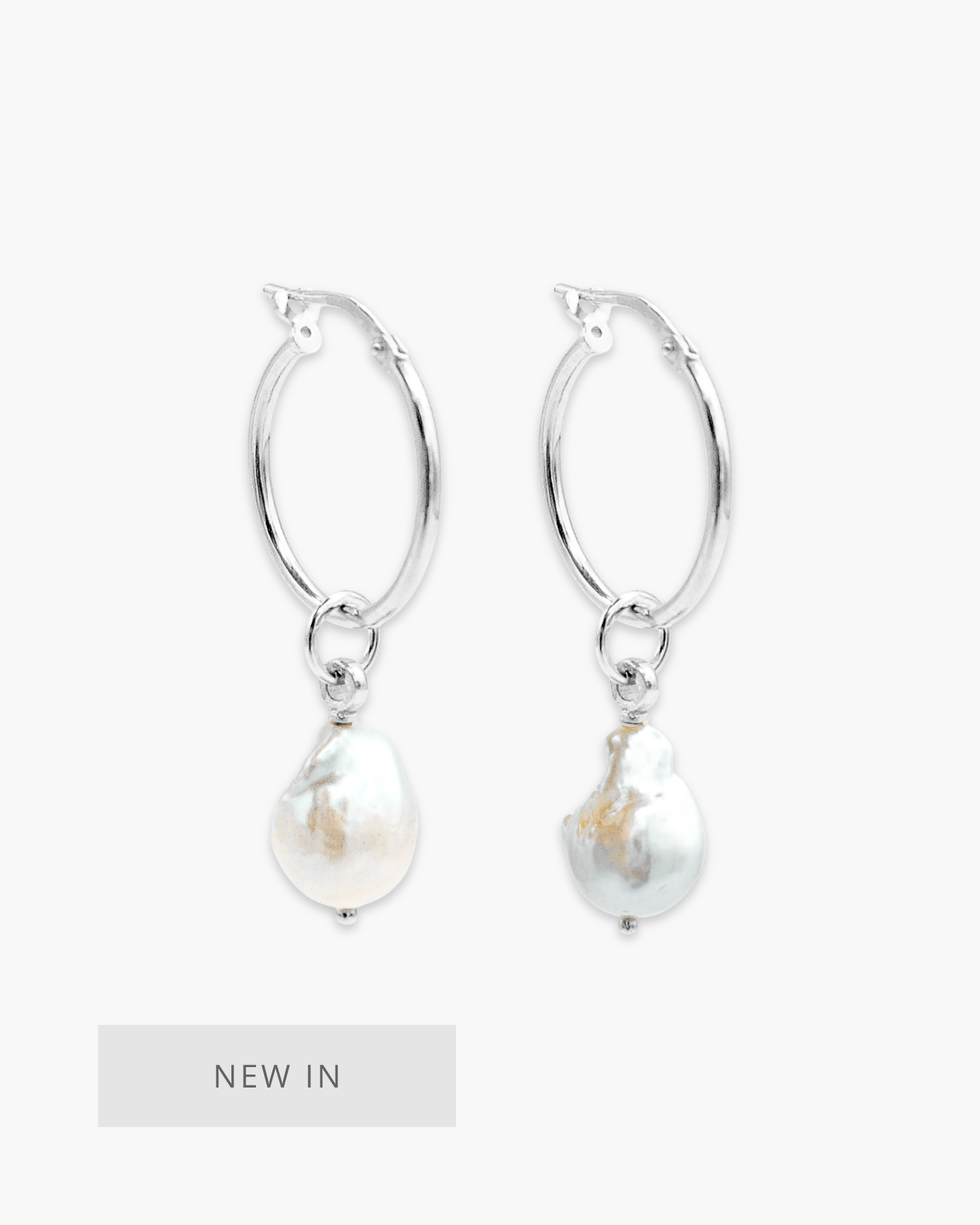 Baby Baroque Pearl Hoop Set Silver