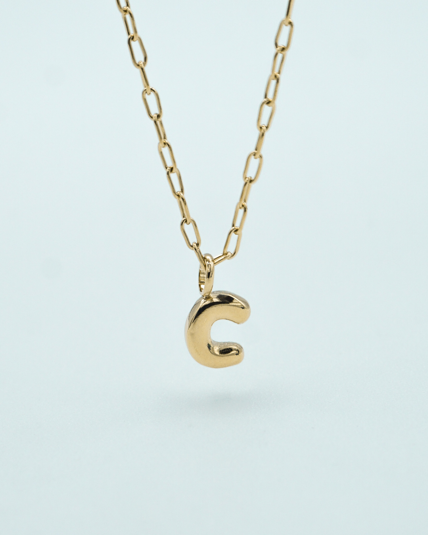 Tiny Puffed Up Letter Charm Gold