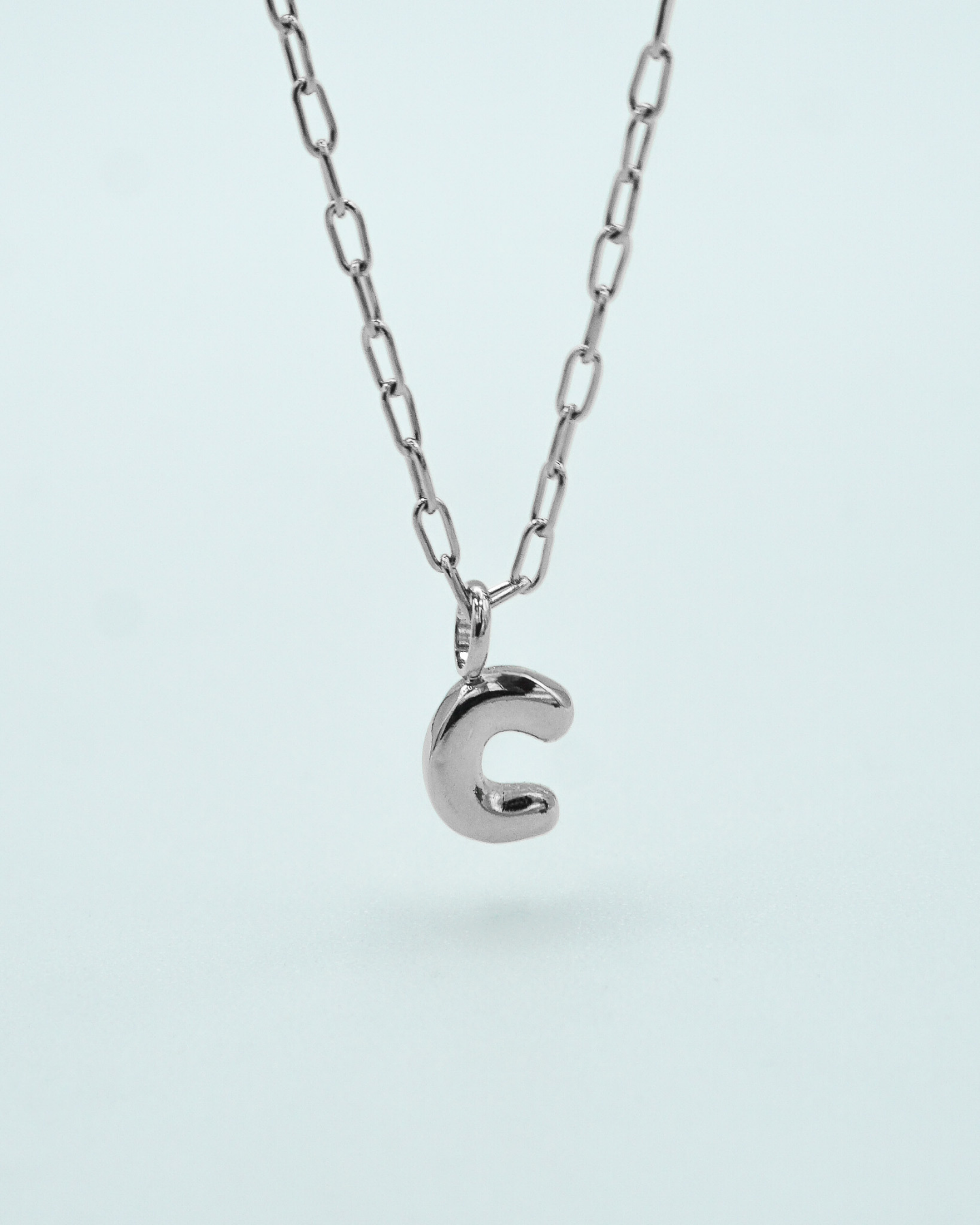 Tiny Puffed Up Letter Charm Silver