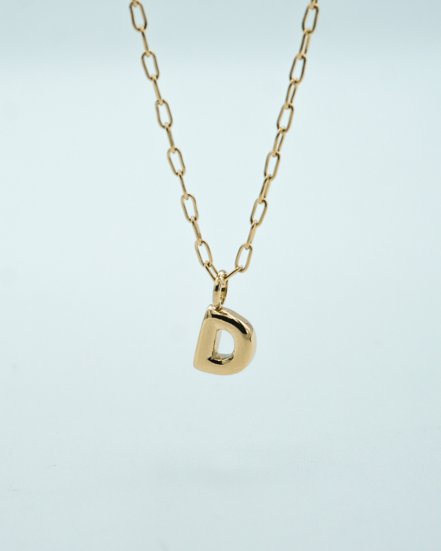 Tiny Puffed Up Letter Charm Gold