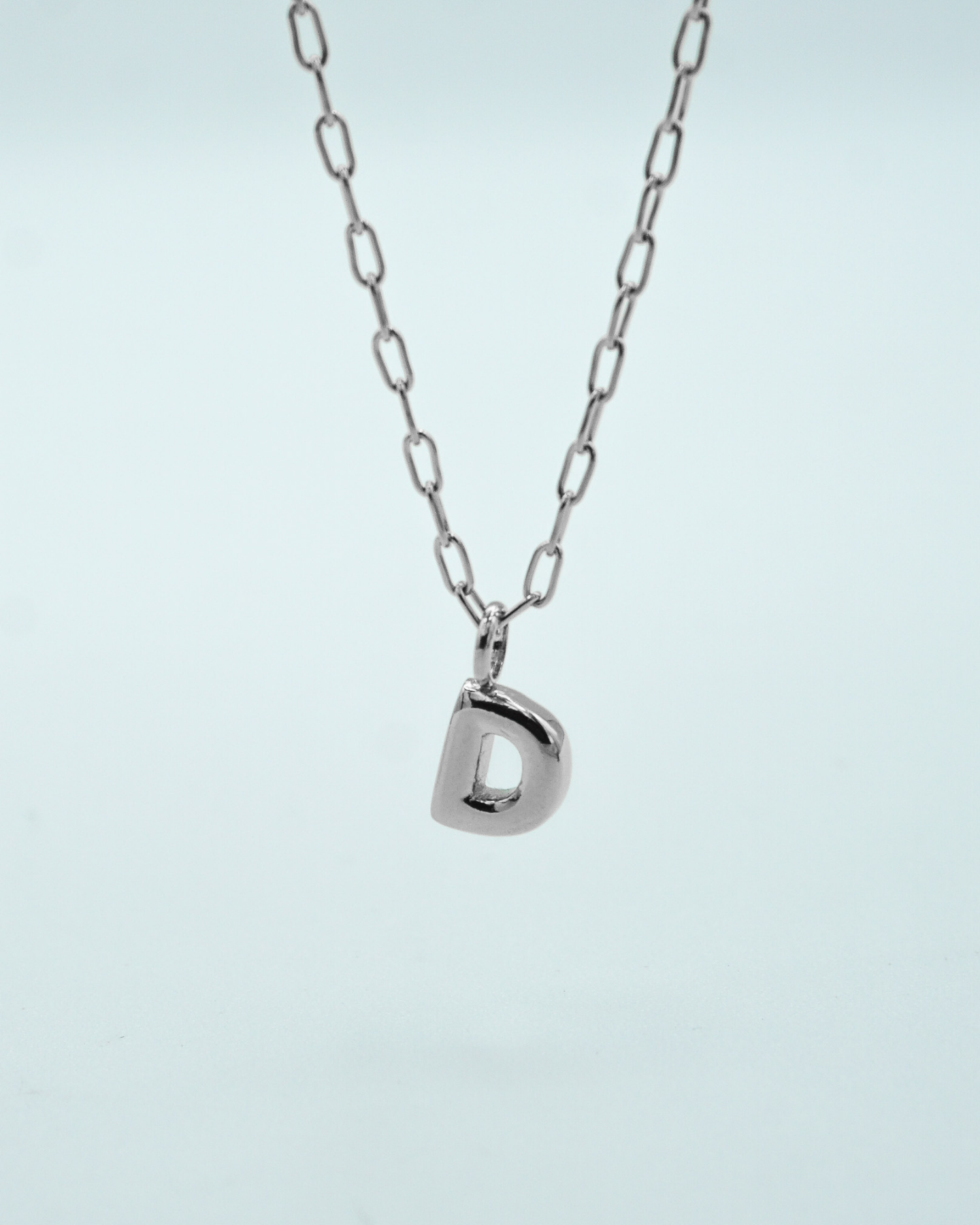 Tiny Puffed Up Letter Charm Silver