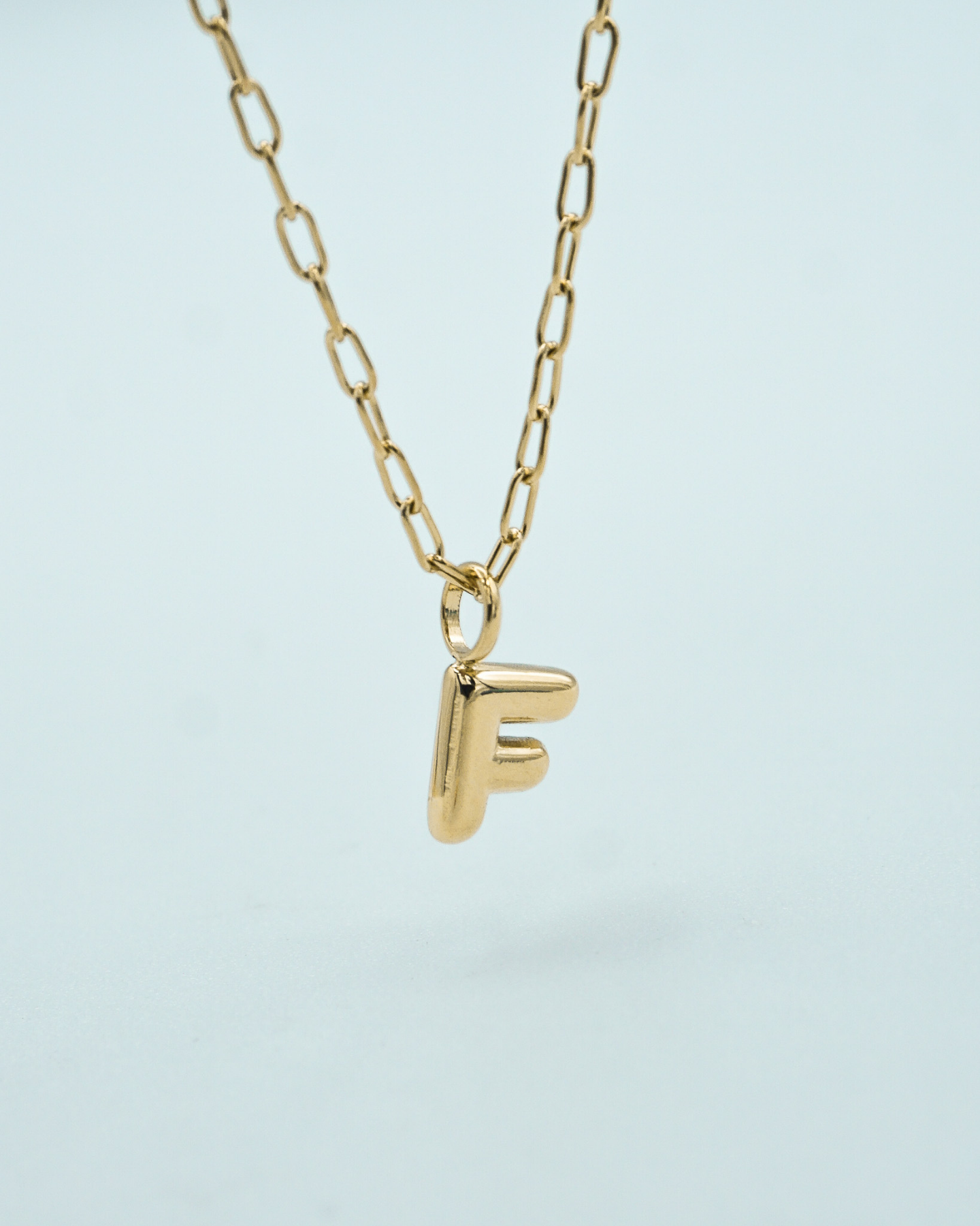 Tiny Puffed Up Letter Charm Gold