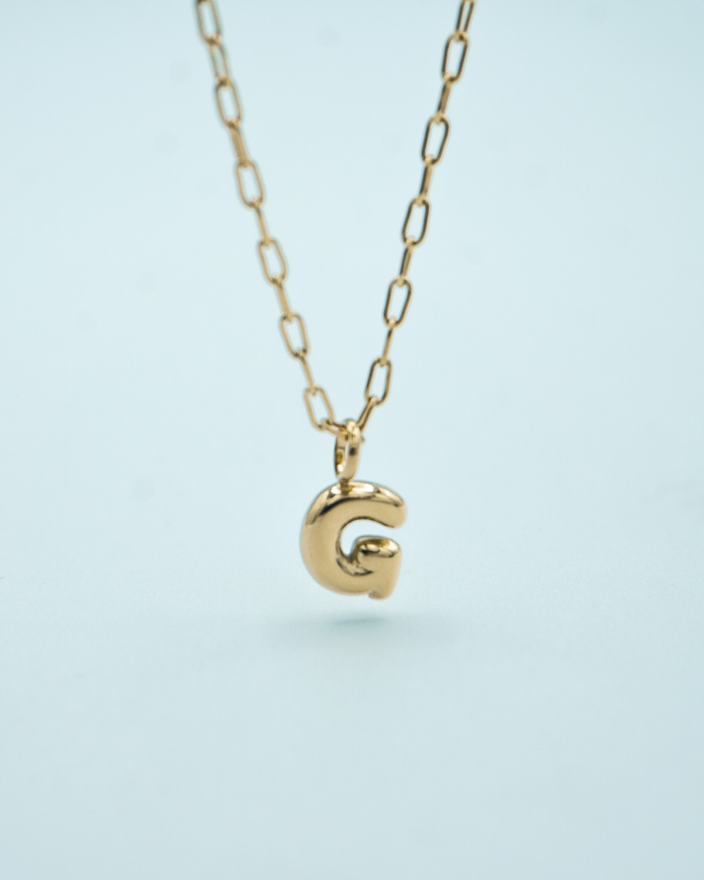 Tiny Puffed Up Letter Charm Gold