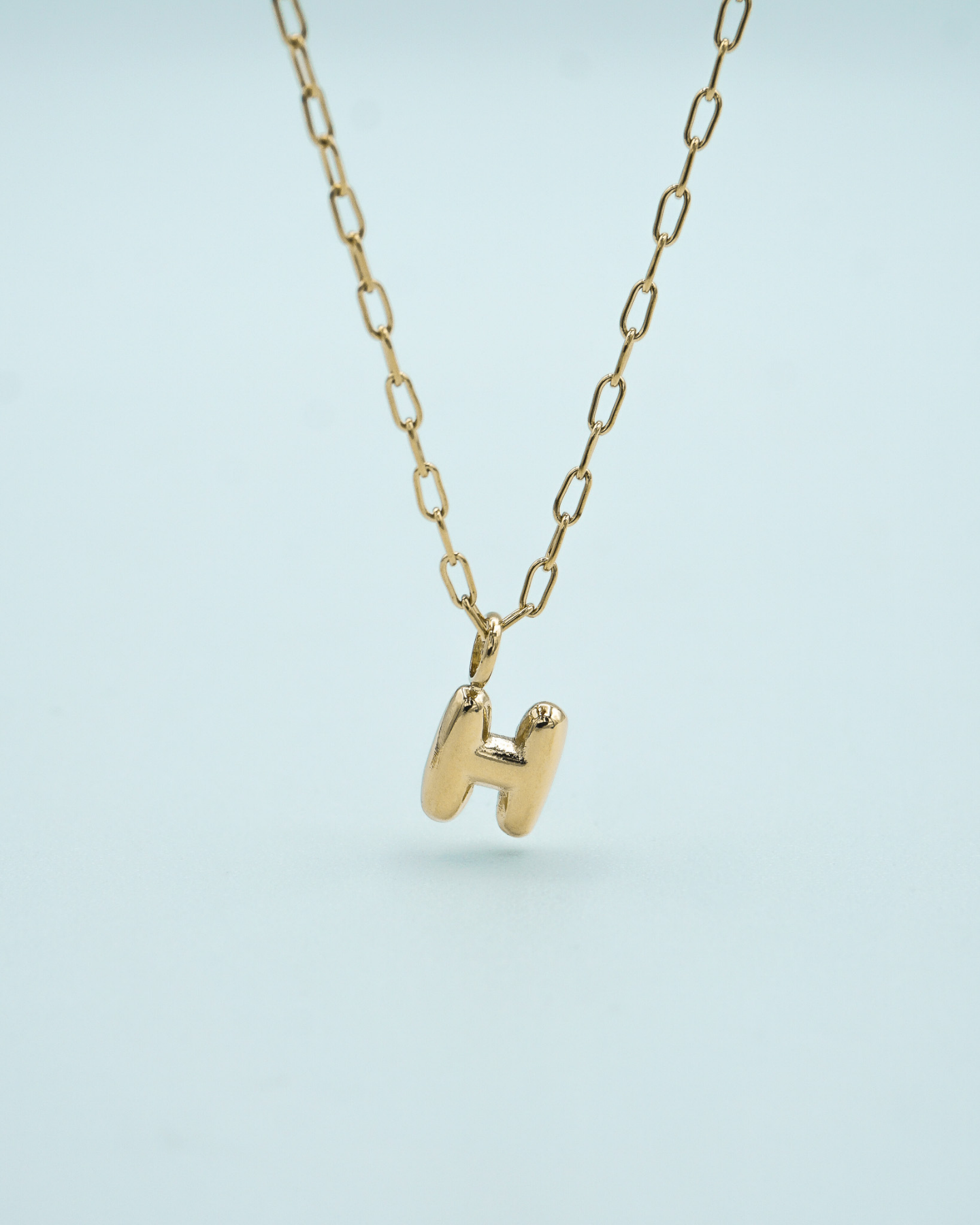 Tiny Puffed Up Letter Charm Gold