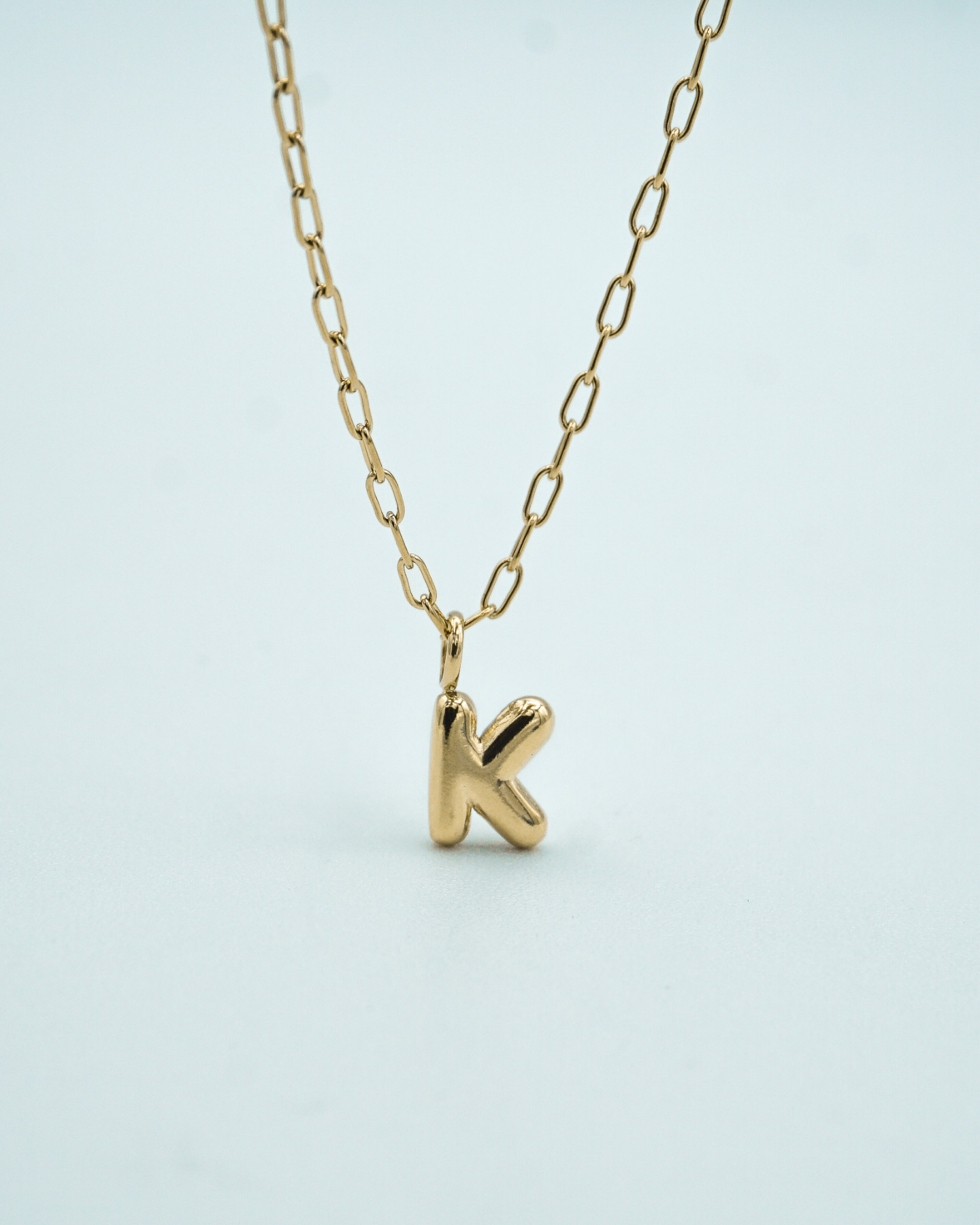 Tiny Puffed Up Letter Charm Gold