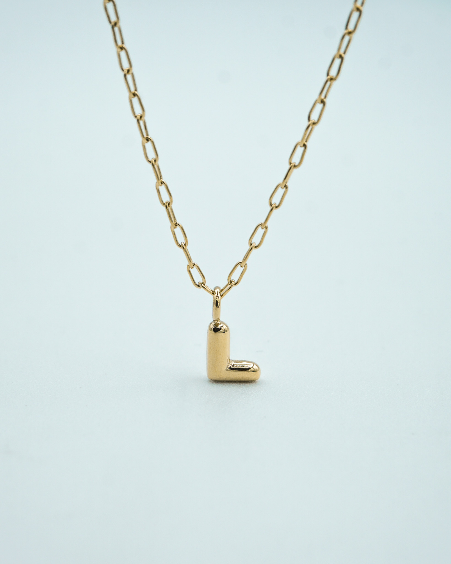 Tiny Puffed Up Letter Charm Gold