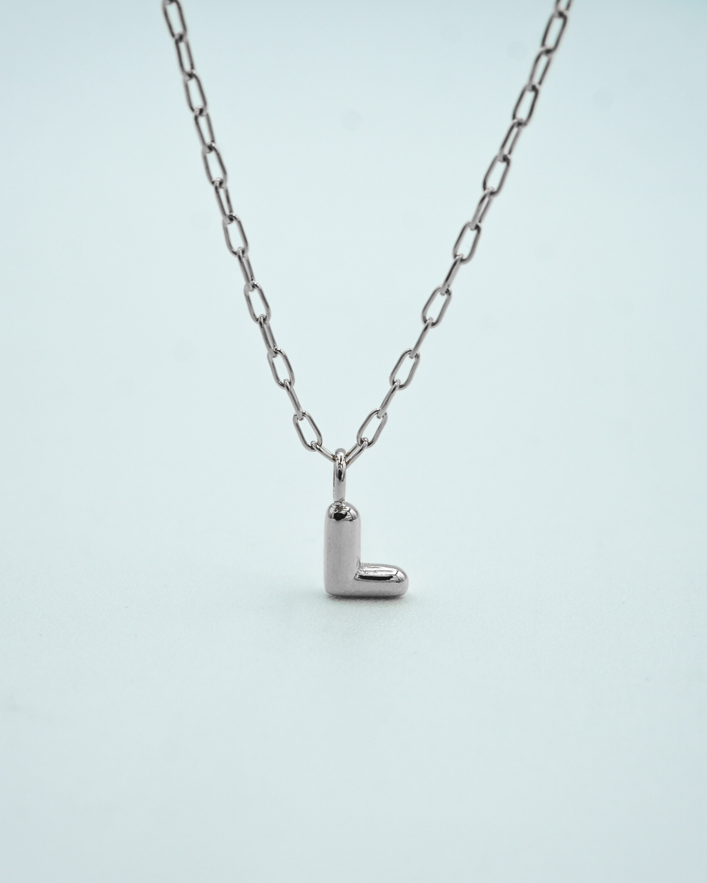 Tiny Puffed Up Letter Charm Silver