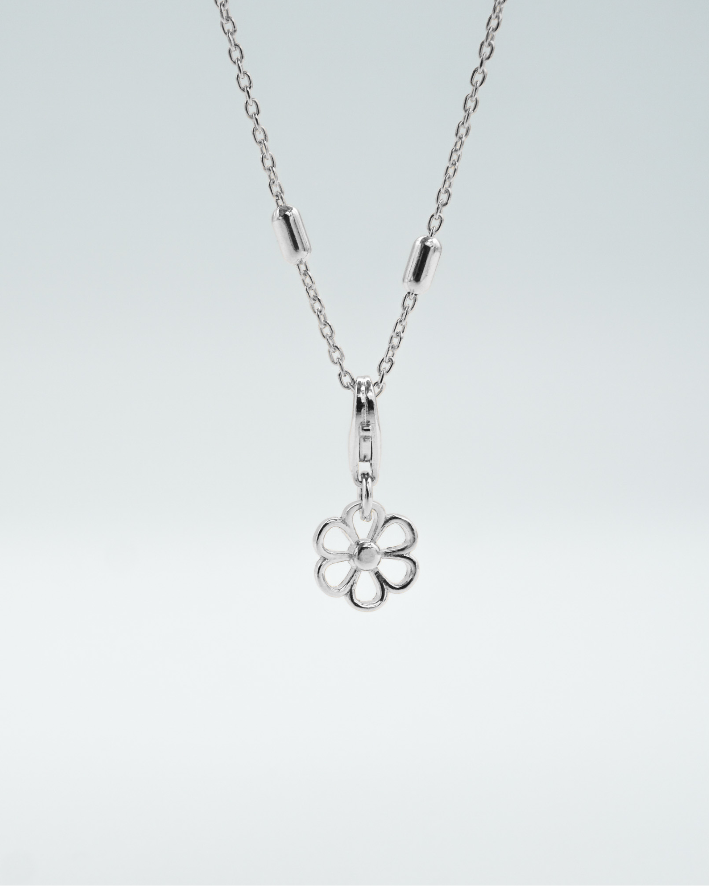 Pretty Blossom Necklace Charm Silver