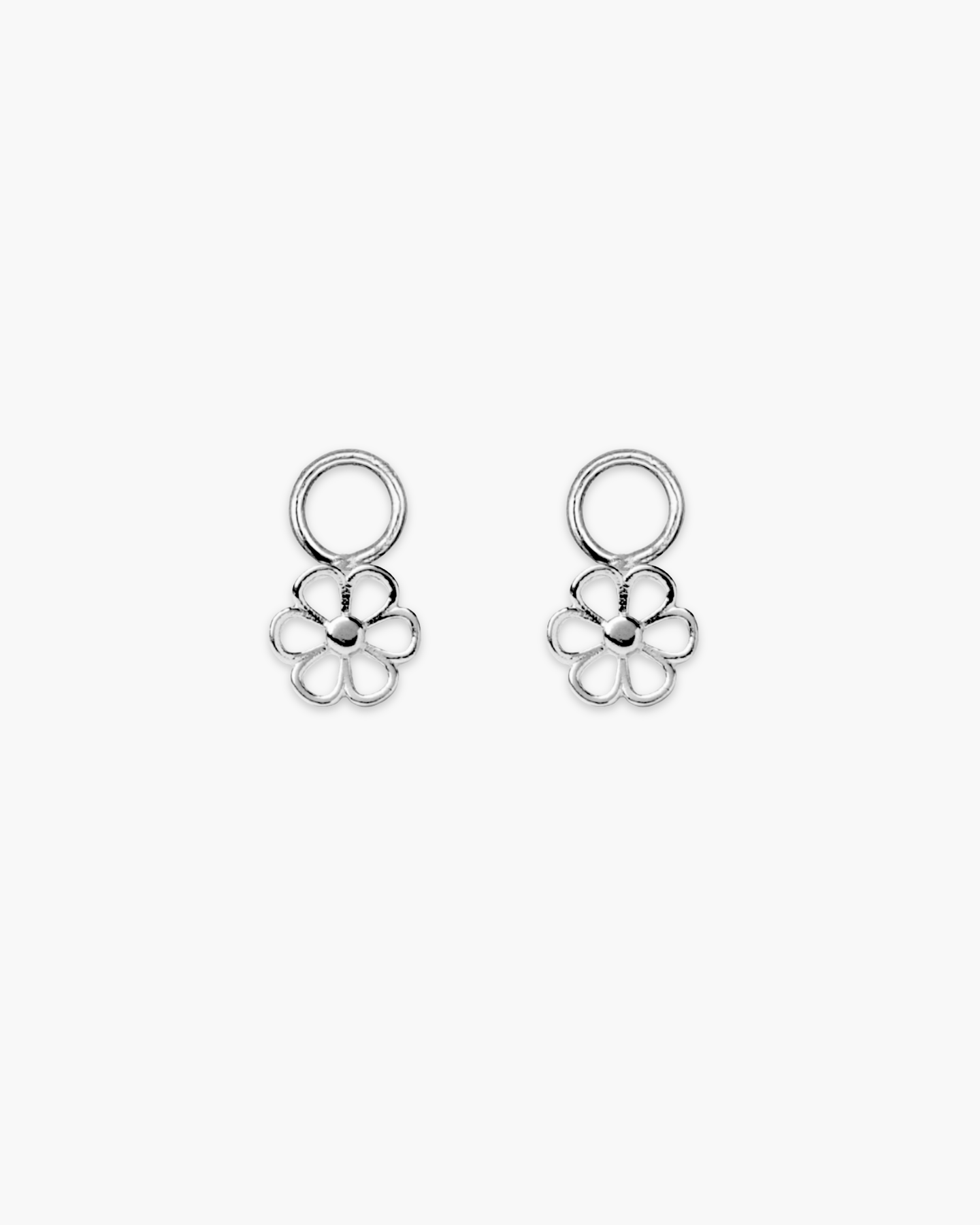 Pretty Blossom Hoop Charm Silver