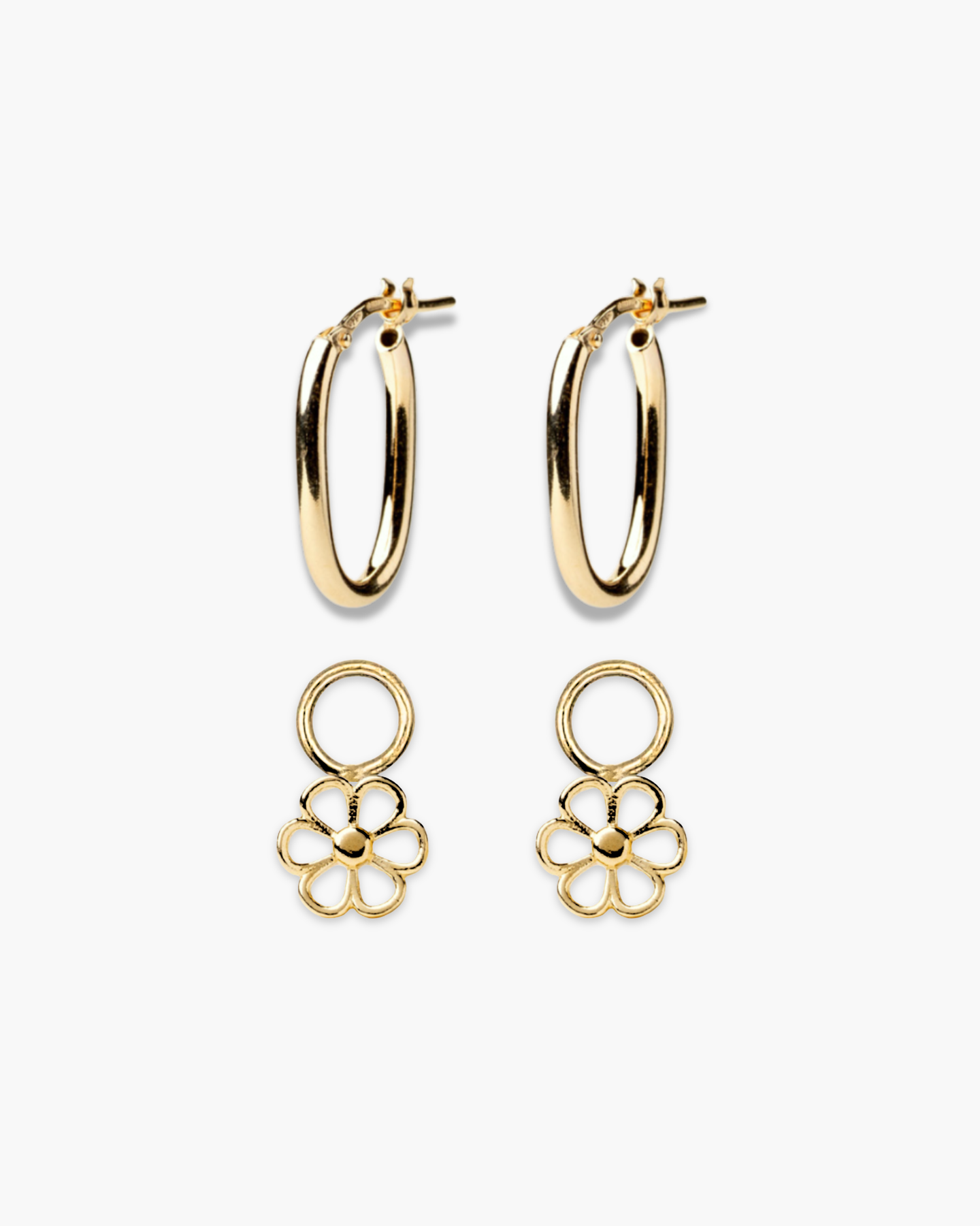 Pretty Blossom Oval Hoop Set Gold
