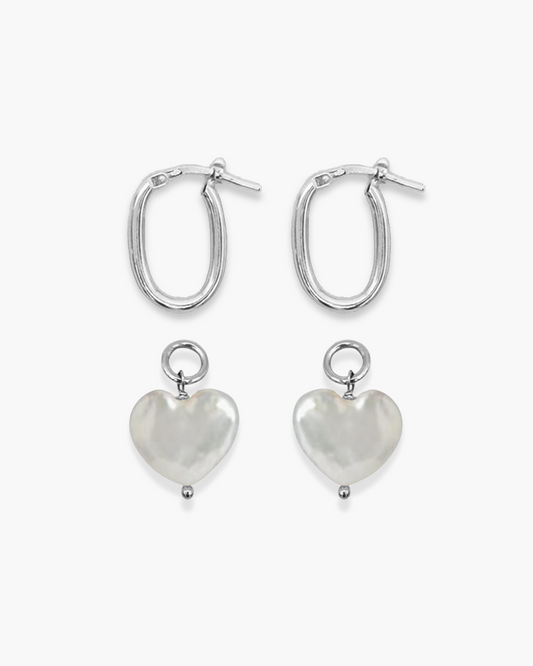 Lovey Dovey Pearl Earrings Silver