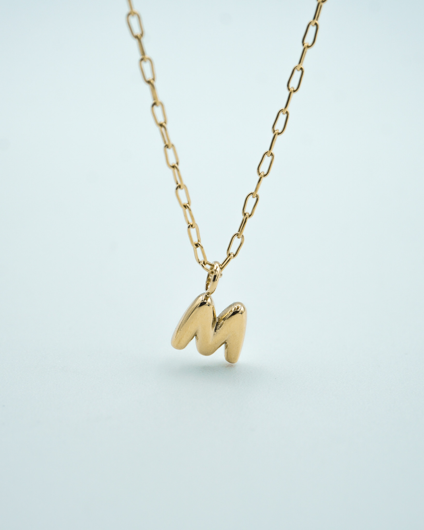 Tiny Puffed Up Letter Charm Gold