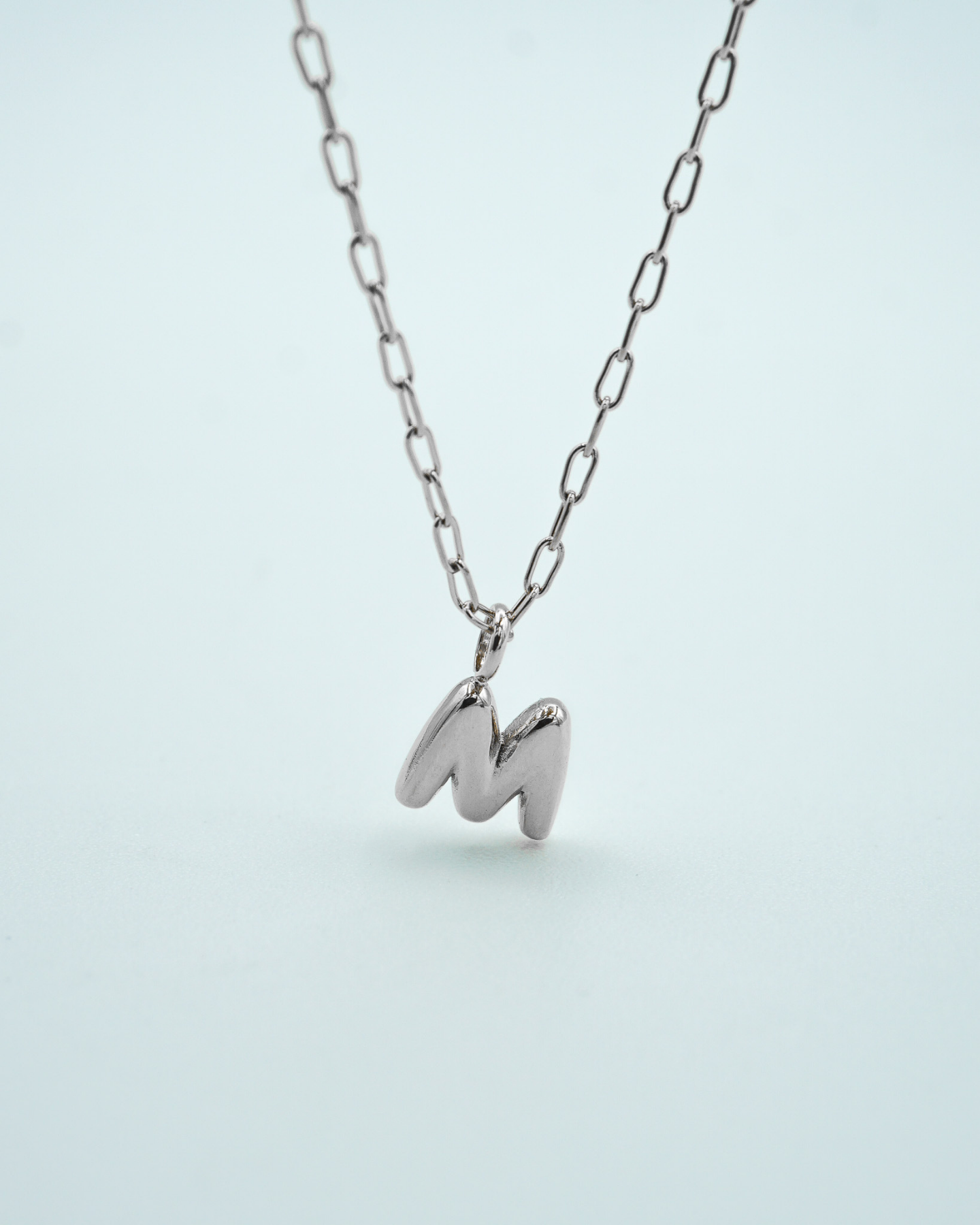 Tiny Puffed Up Letter Charm Silver