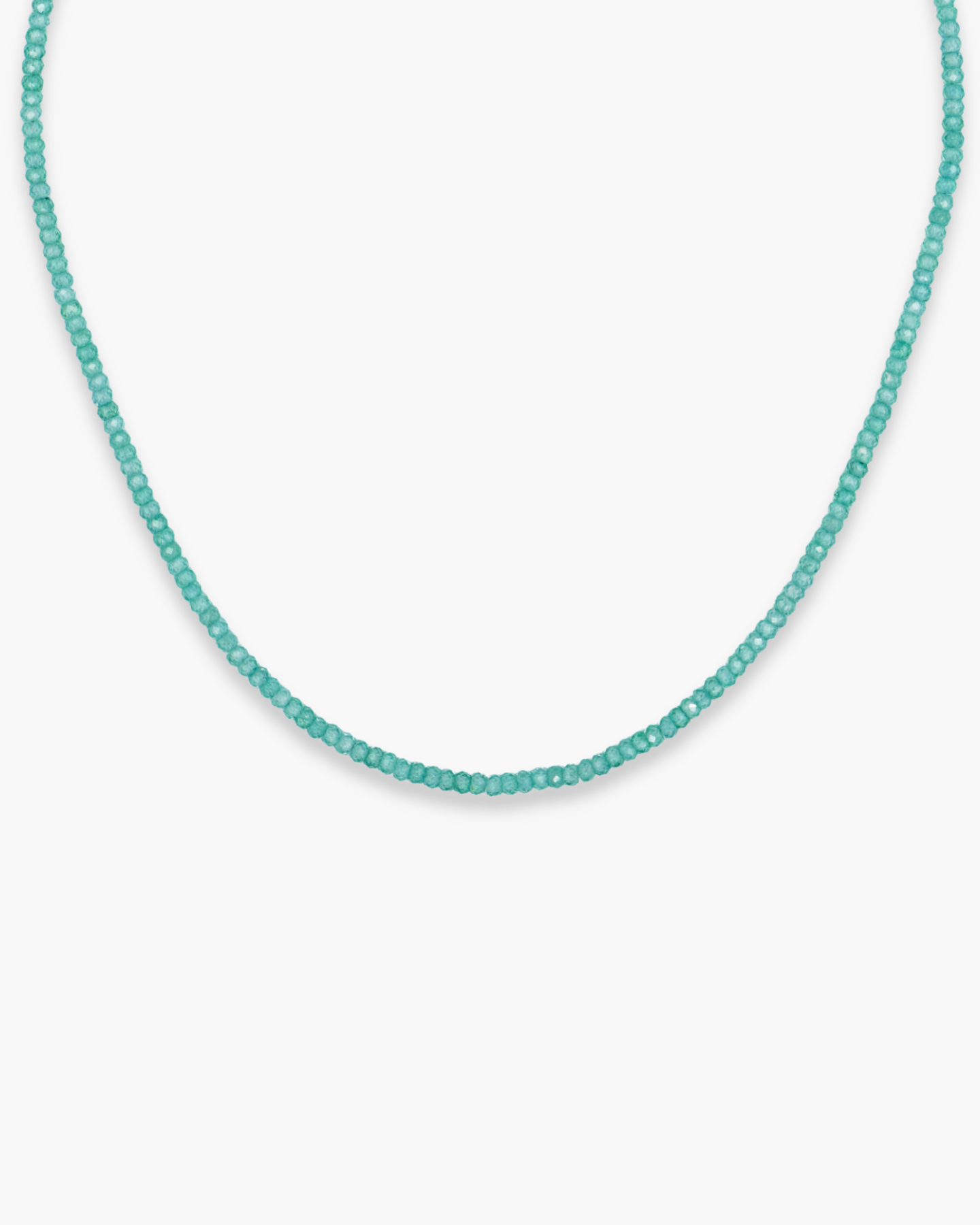 Mint Green Beaded Necklace Silver
