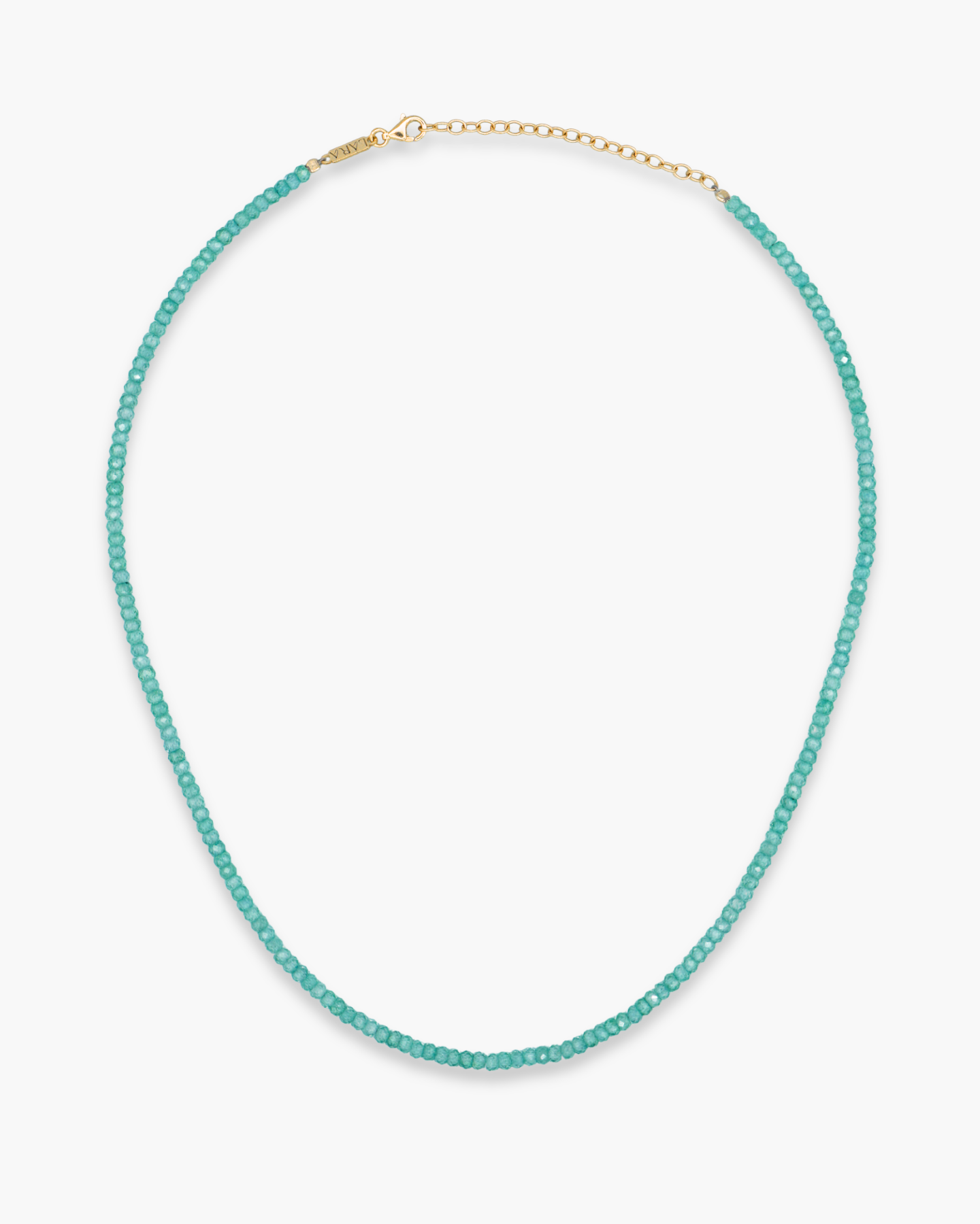 Mint Green Beaded Necklace Gold
