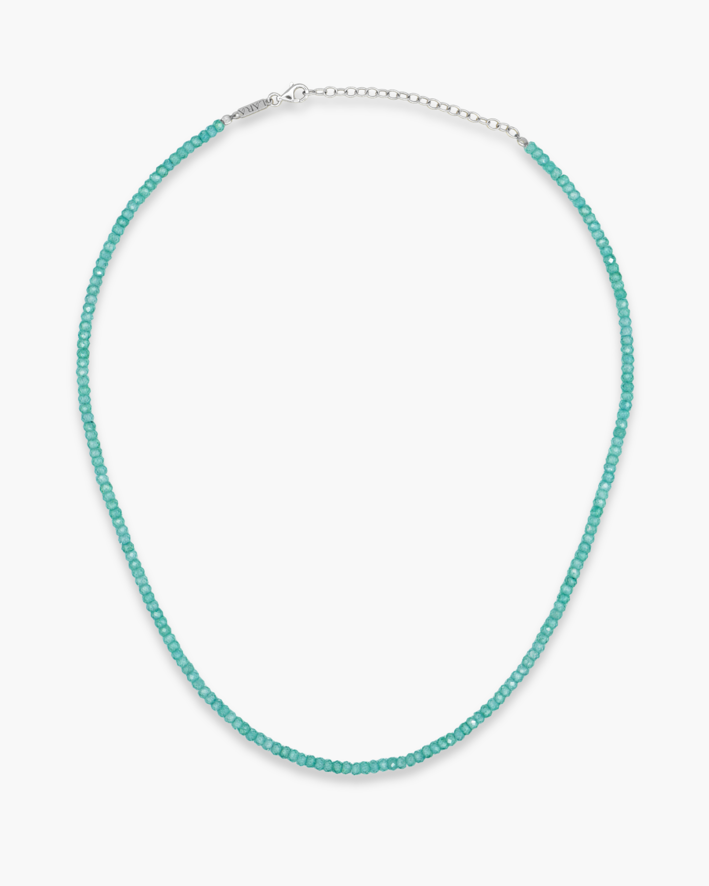 Mint Green Beaded Necklace Silver