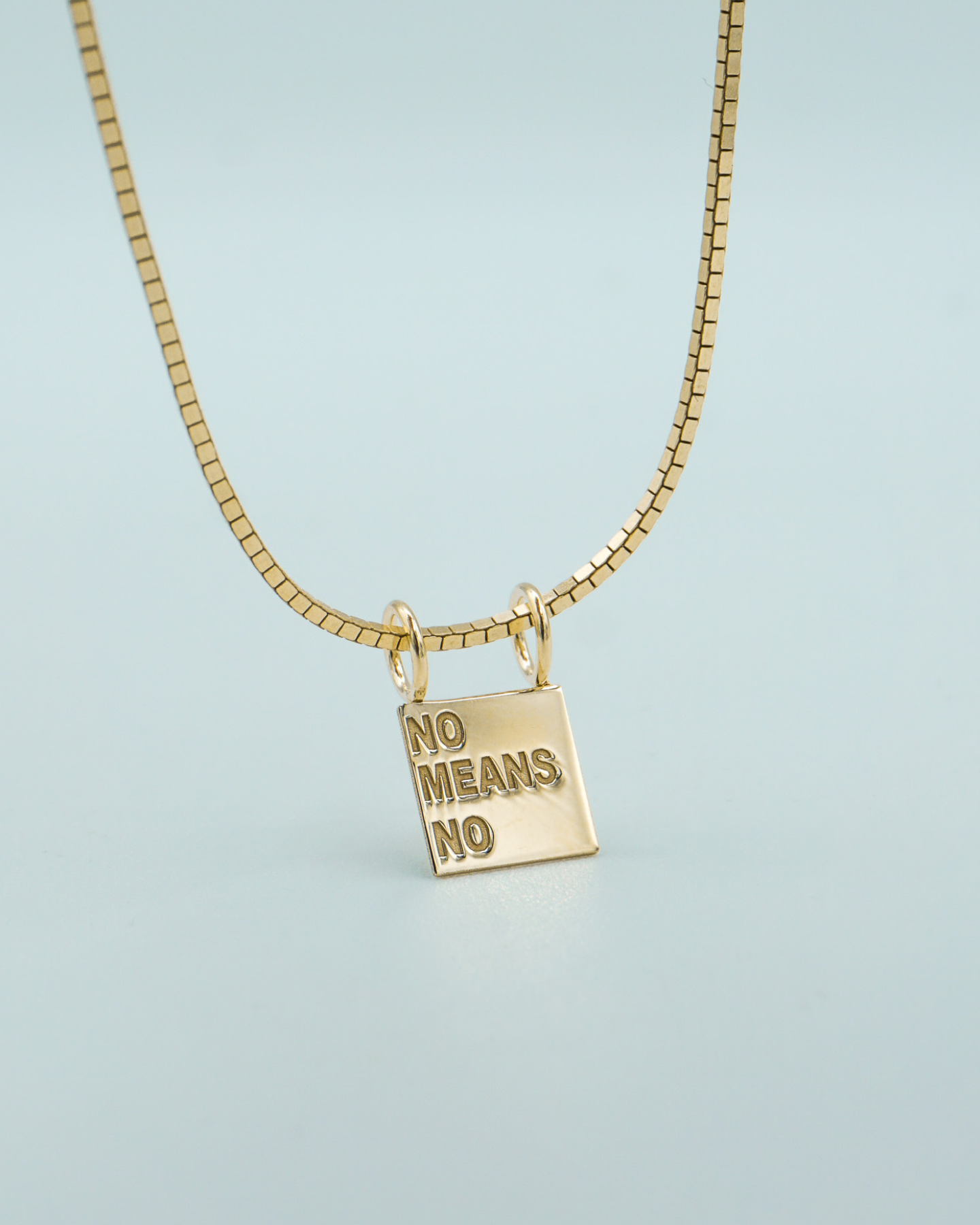 No Means No Necklace Charm Gold